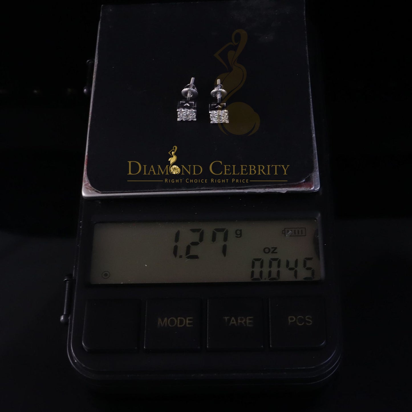 Diamondcelebritees Square Women & Men 925 Silver White 0.50ct VVS D Moissanite Square Stud Earring