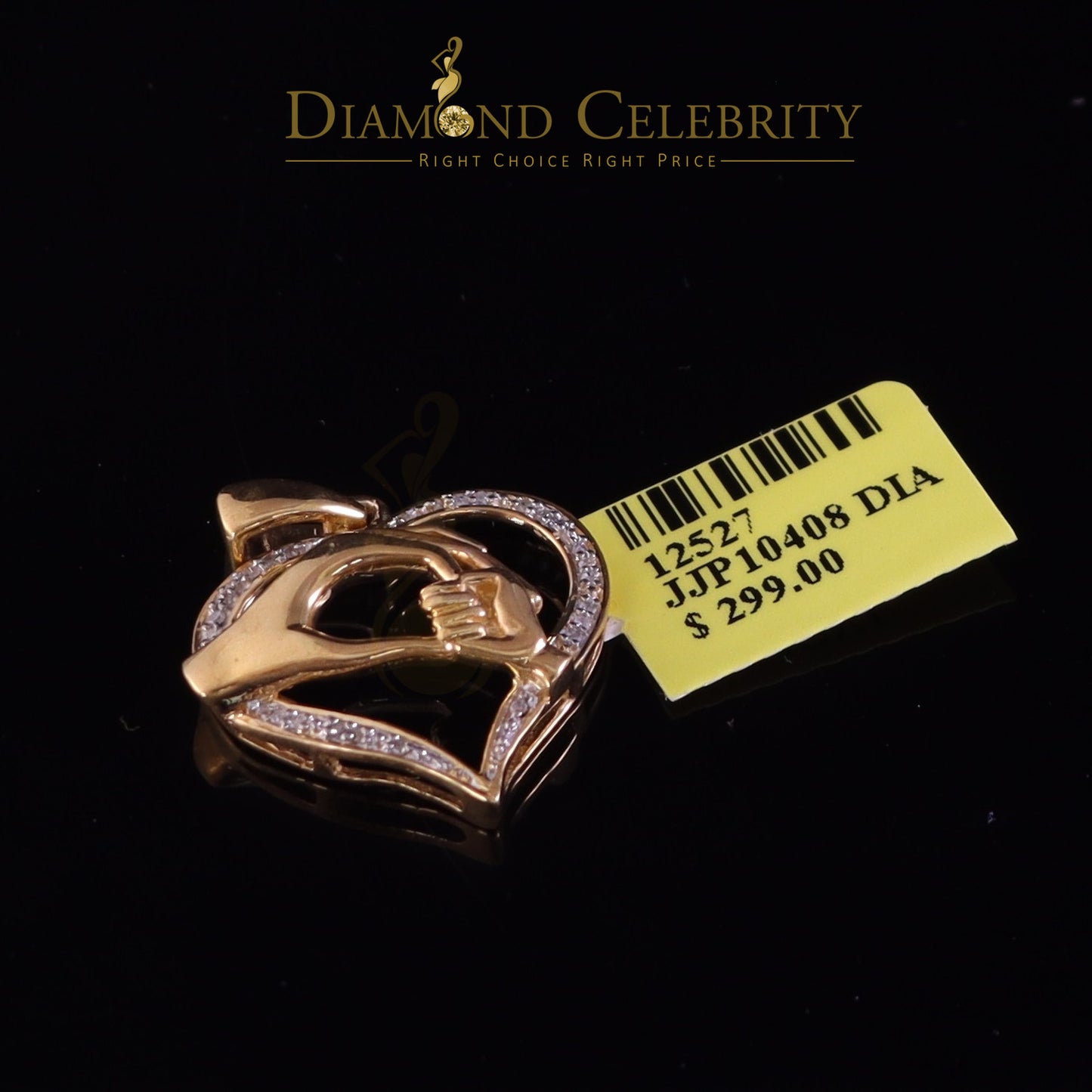 DiamondCelebritees Real 0.10ct Diamond Sterling Silver Heart In MOM'S CARE Necklace Yellow Pendant