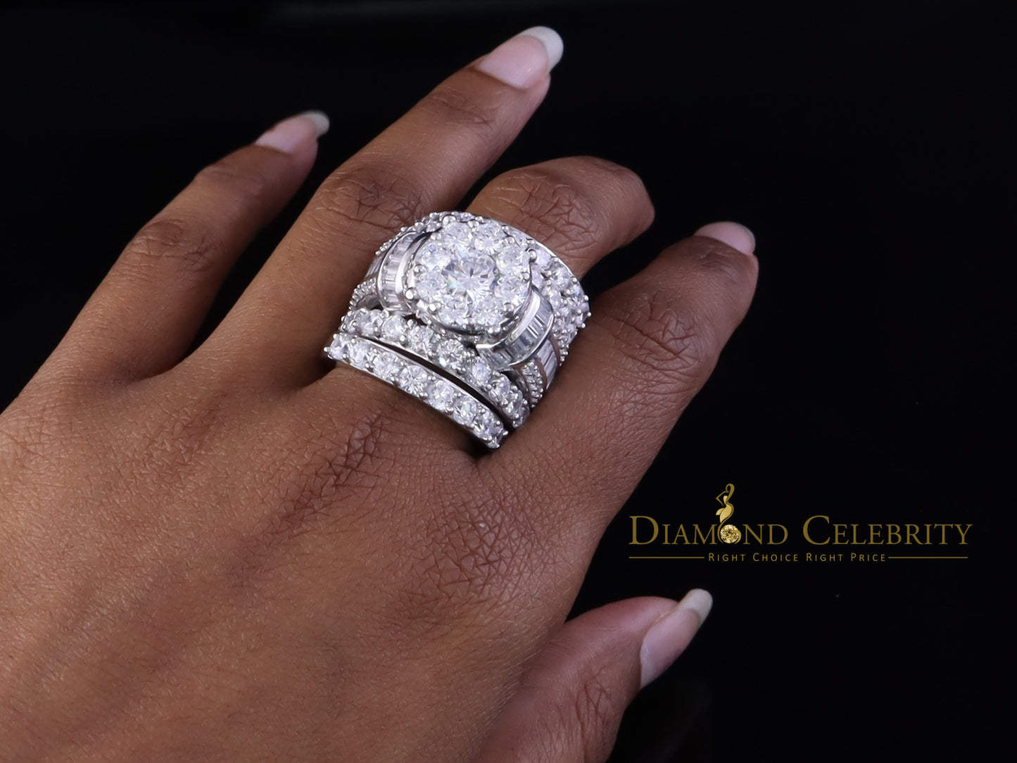 DiamondCelebritees Sterling Silver Round Cubic Zirconia 11.48ct Wedding White Womens Ring SIZE 7