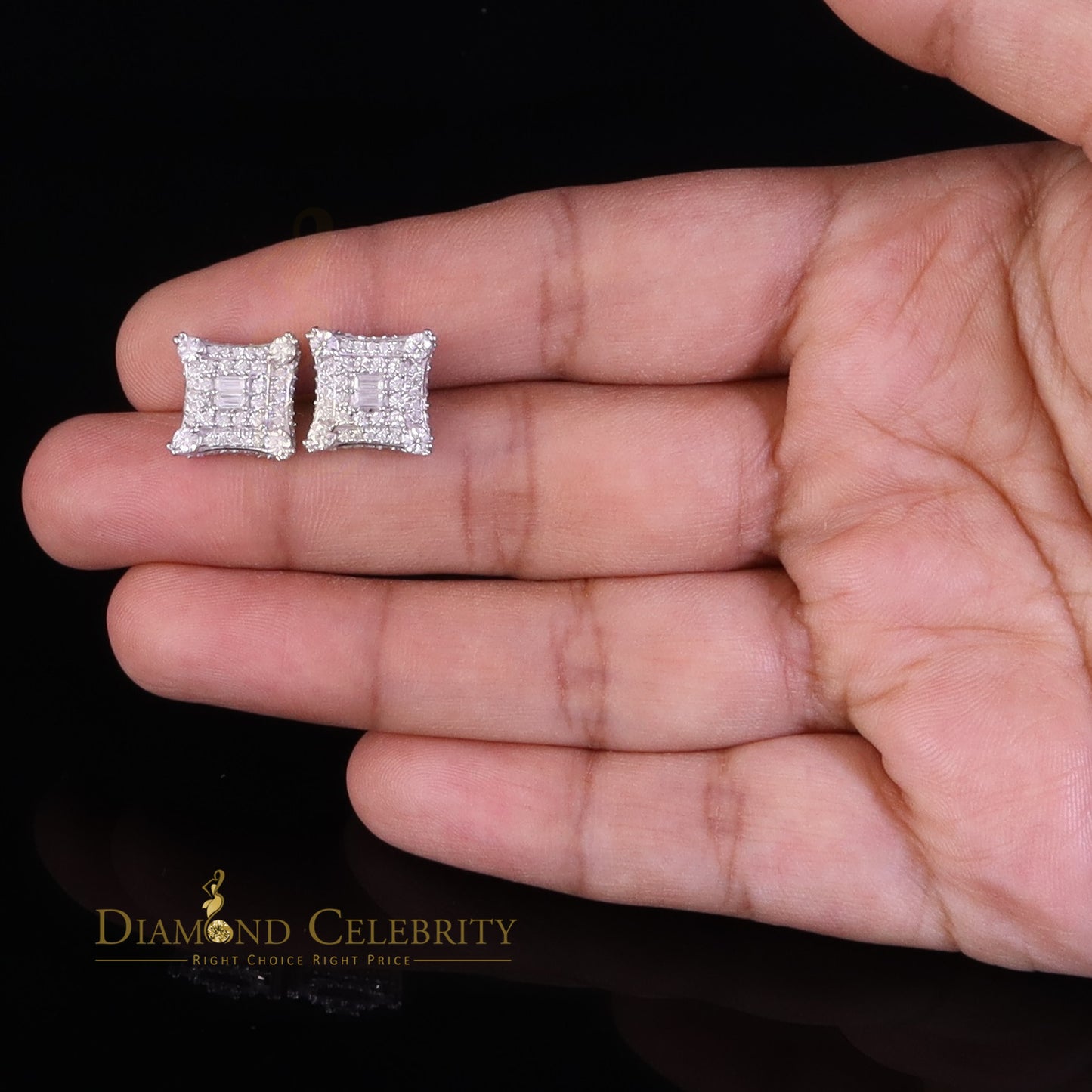 Diamondcelebritees Men's/Womens 925 Silver White 1.25ct VVS 'D' Moissanite Kite Stud Earrings