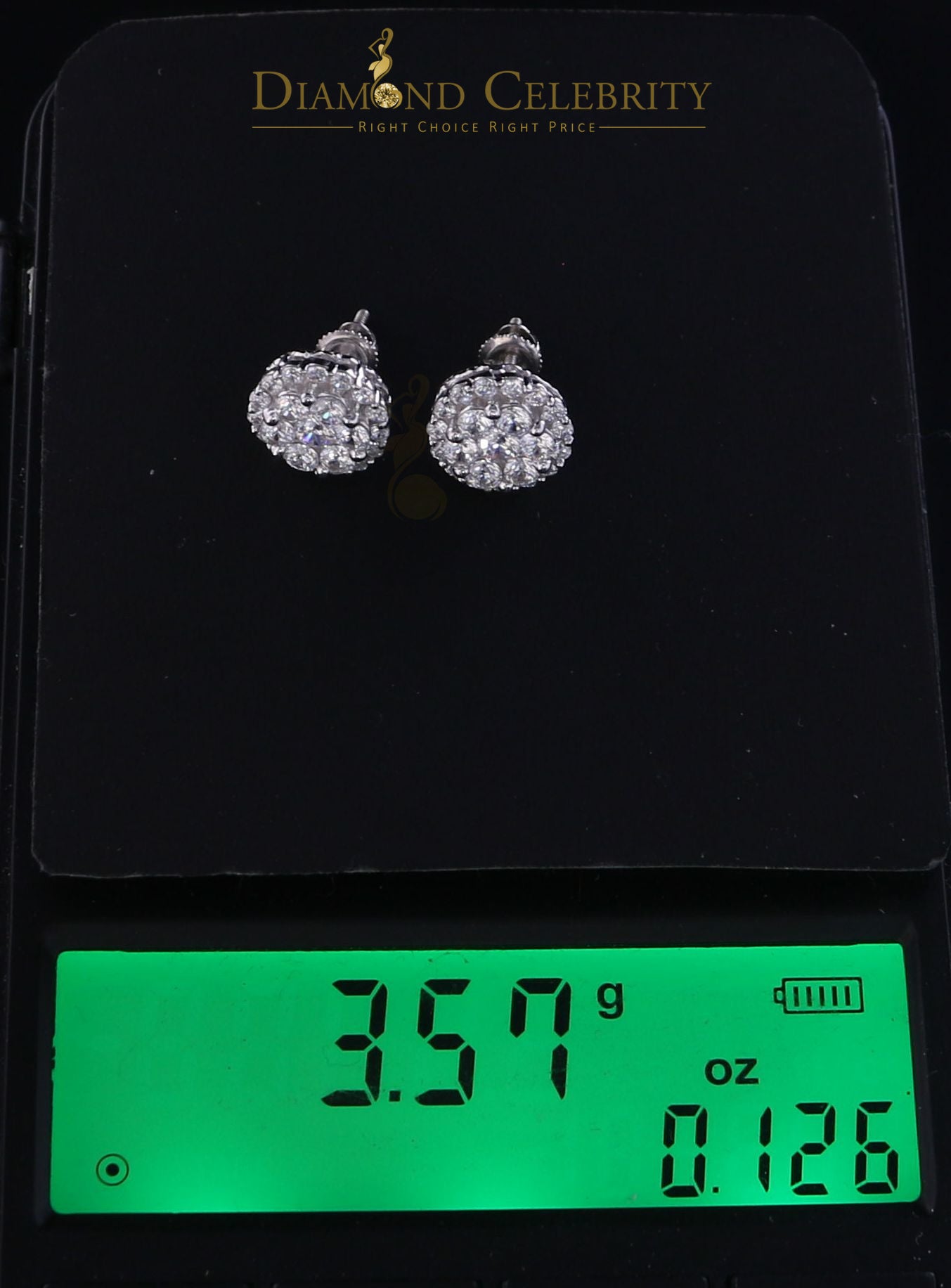 DiamondCelebritees Aretes Para Hombre 925 White Silver 1.49ct Cubic Zirconia Floral Women Earrings