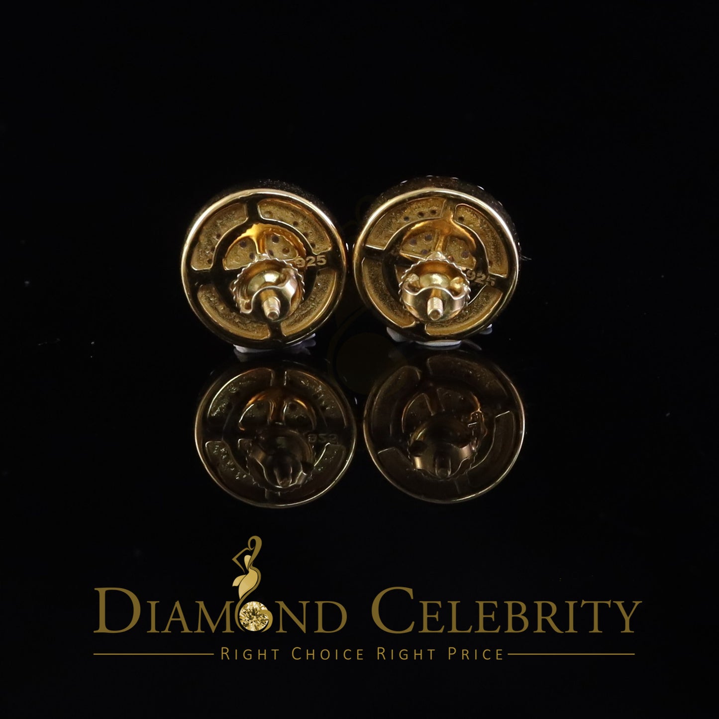 DiamondCelebritees 925 Yellow Silver 1.00ct VVS 'D' Moissanite Round Stud Earring Men's/Womens