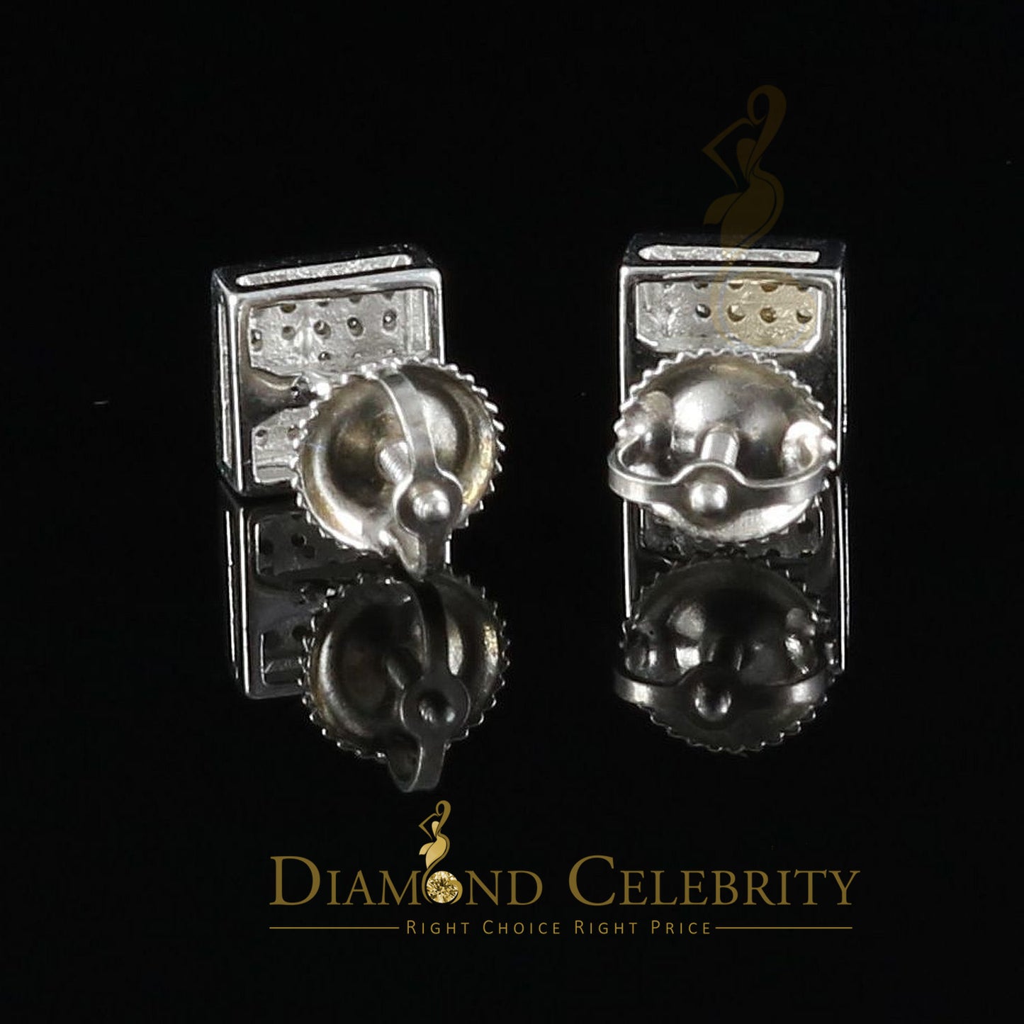 DiamondCelebritees 925 White Sterling Silver 0.15ct Diamond For Women's & Men's Square Earrings