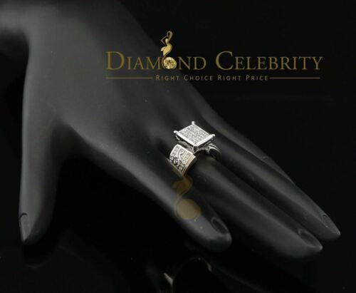 DiamondCelebritees Real Diamond 0.50 CT 925 Silver White Shiny Womens Square Engagement Ring Sz 8