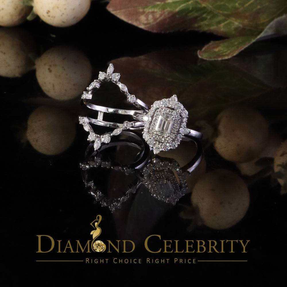 DiamondCelebritees 925 White Silver Solitaire Enhancer Guard Wrap Ring 2.00ct Moissanite Size 7