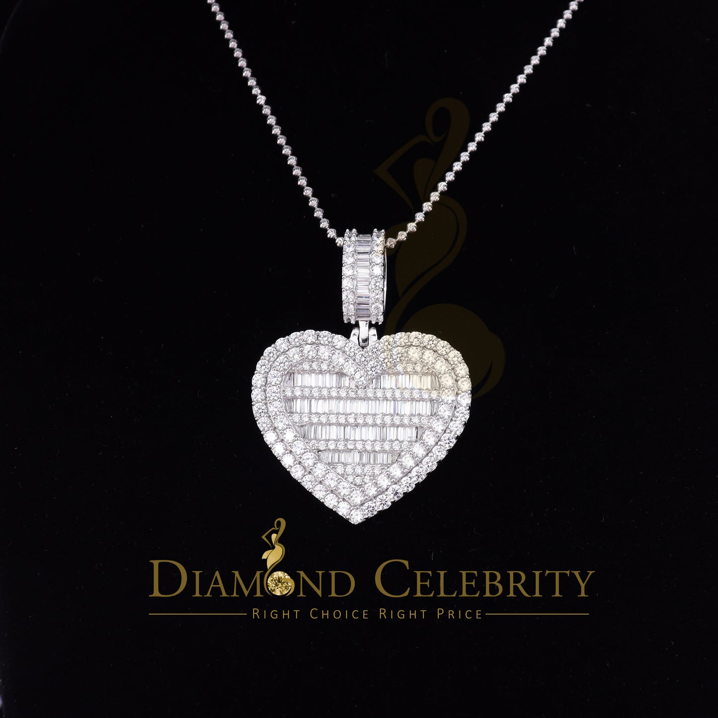DiamondCelebritees Sterling Silver Beautiful 15.74ct Cubic Zirconia Pendant White Heart Shape