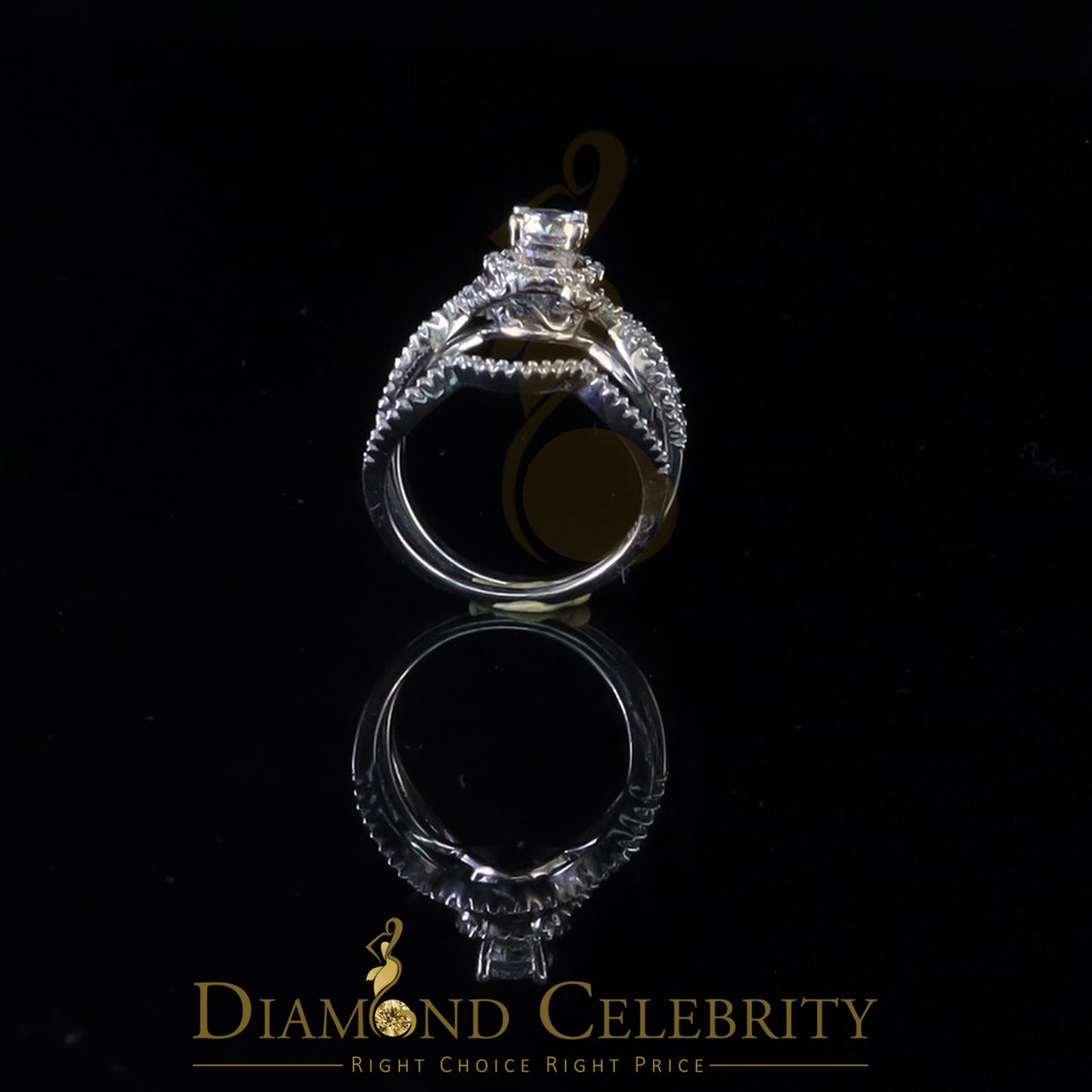 DiamondCelebritees 1.20ct Cubic Zirconia White 925 Silver Men's/ Women 2PC Bridal Rings Size 7