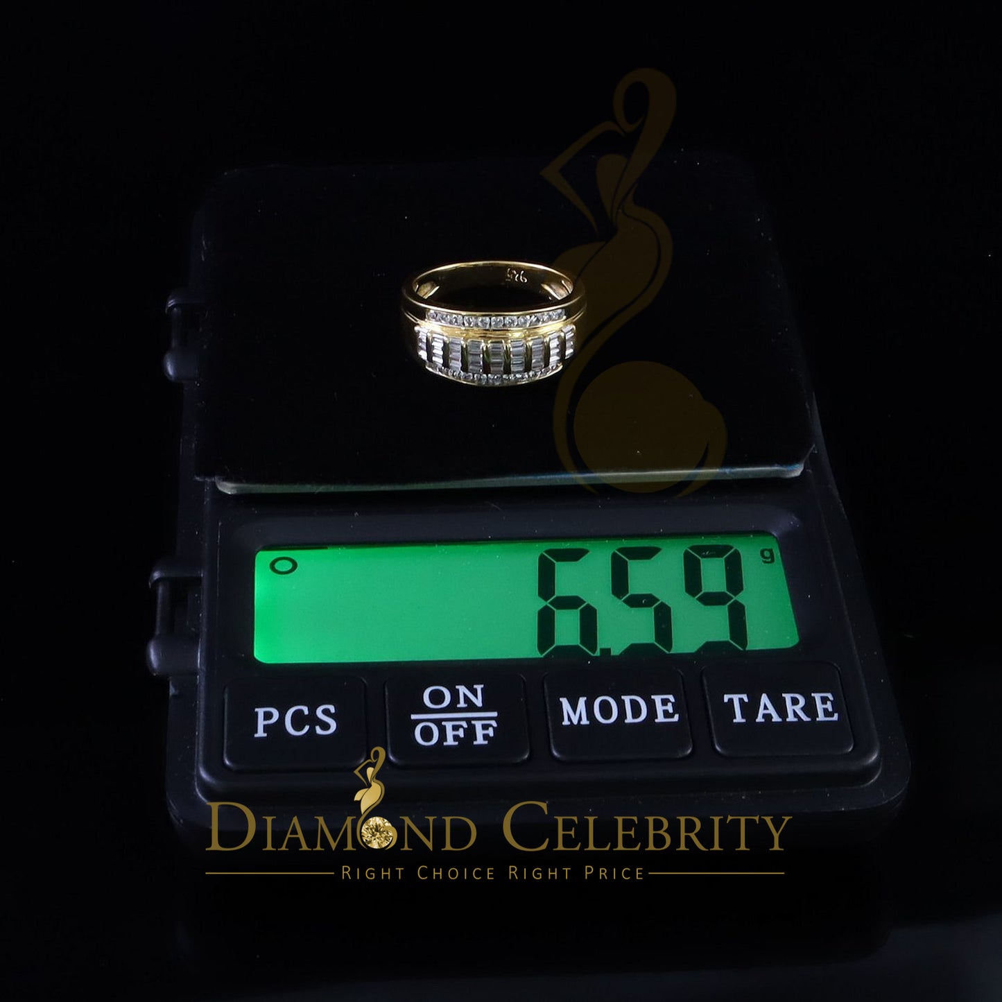 DiamondCelebritees 925 Sterling Silver Yellow 1.75ct Cubic Zirconia Women's/Men's Ring Size 10