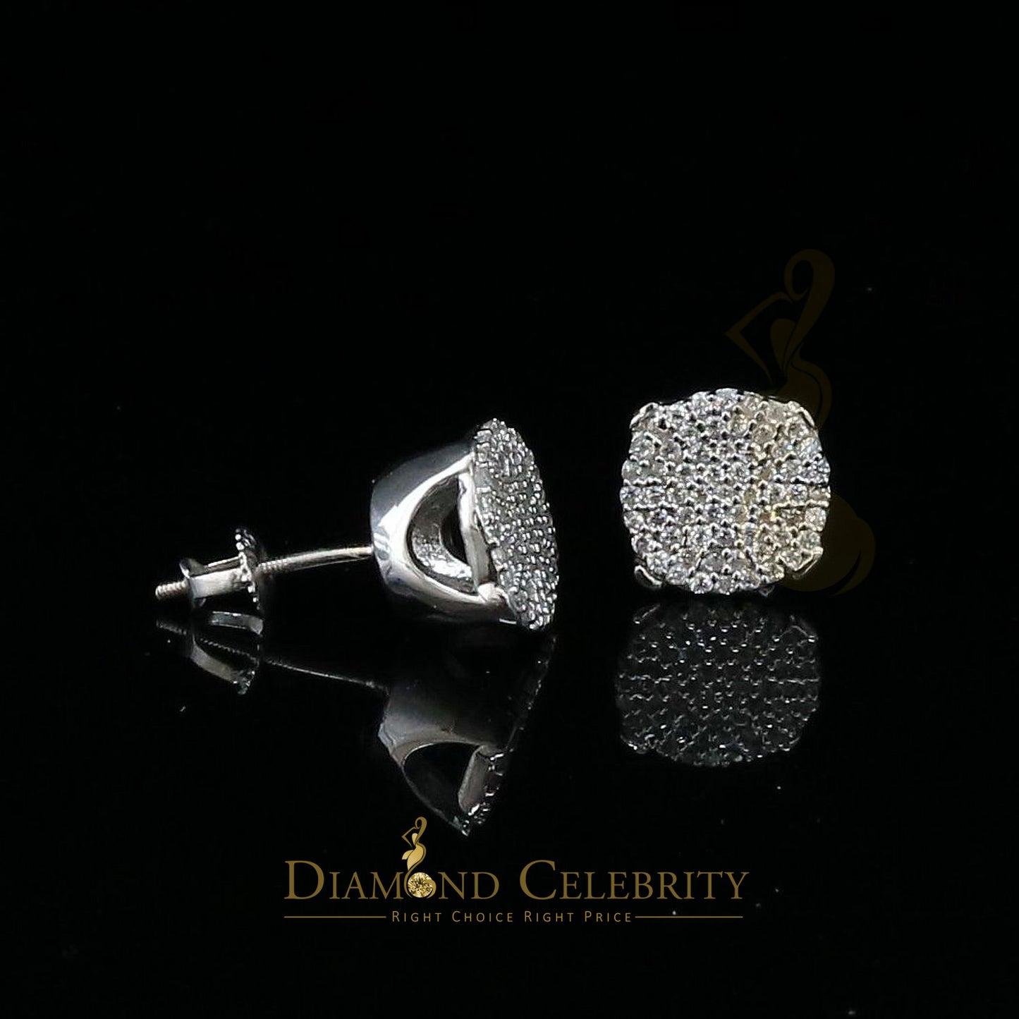 DiamondCelebritees White 925 Silver 0.90ct Cubic Zirconia Women's & Men's Hip Hop Round Earrings