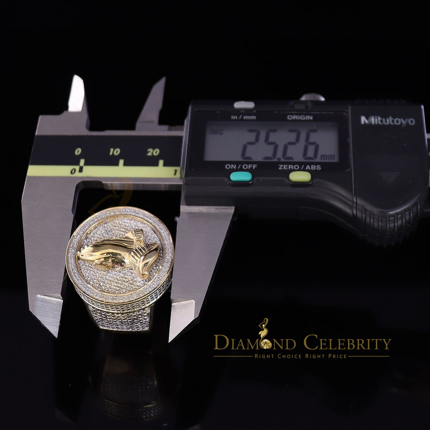 DiamondCelebritees Real Diamond 0.25CT Men's Silver Yellow Round Adjustable Ring From SZ 11 to 13