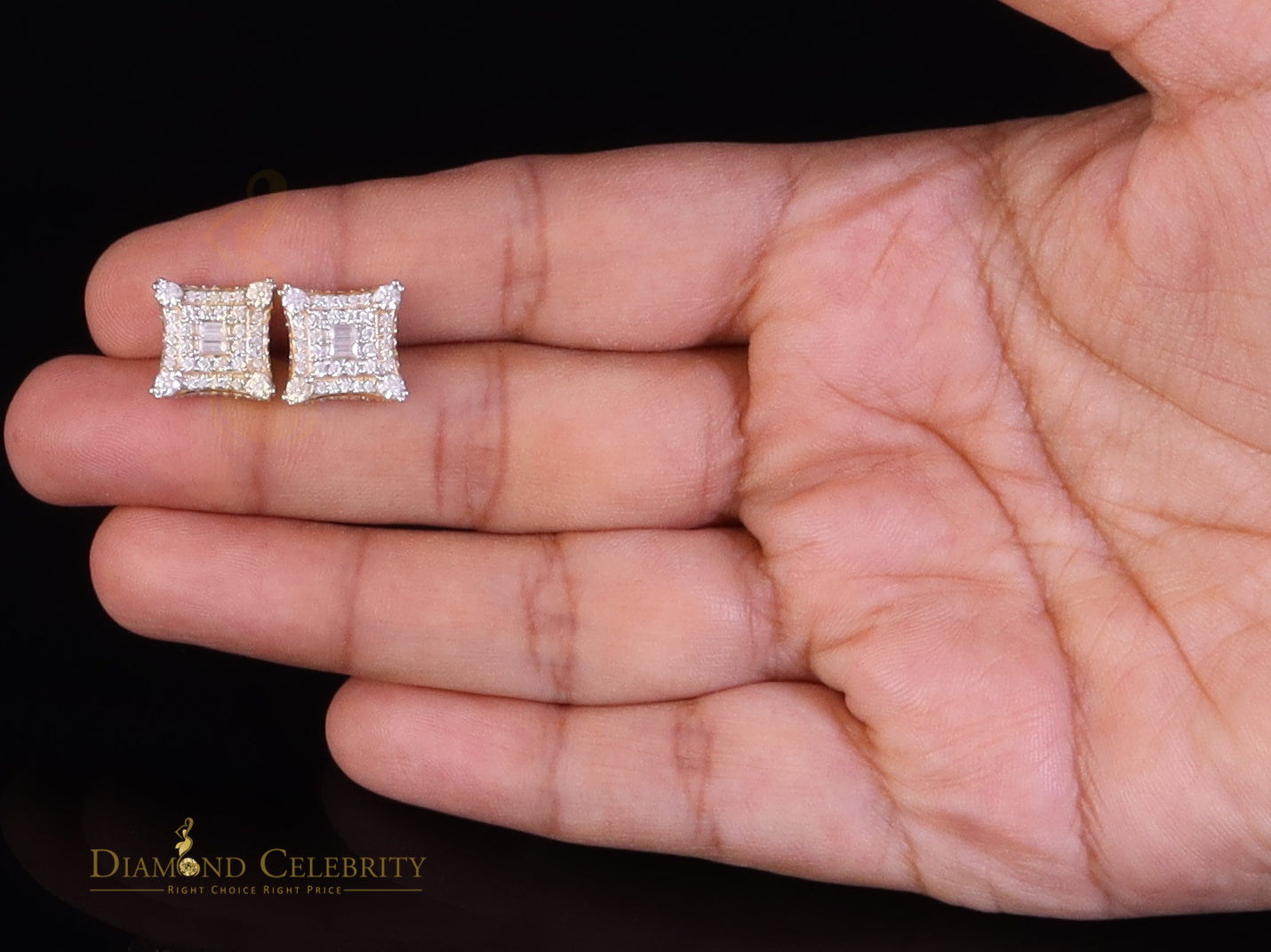 DiamondCelebritees Men's/Womens 925 Silver Yellow 0.50 ct VVS 'D' Moissanite Round Stud Earrings