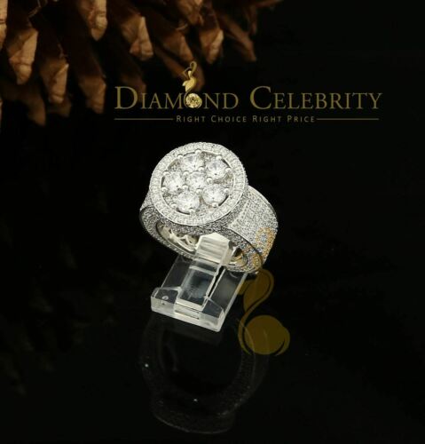 DiamondCelebritees White 925 Silver Sterling 14.00ct Round Cubic Zirconia Fashion Men's Ring SZ9.5