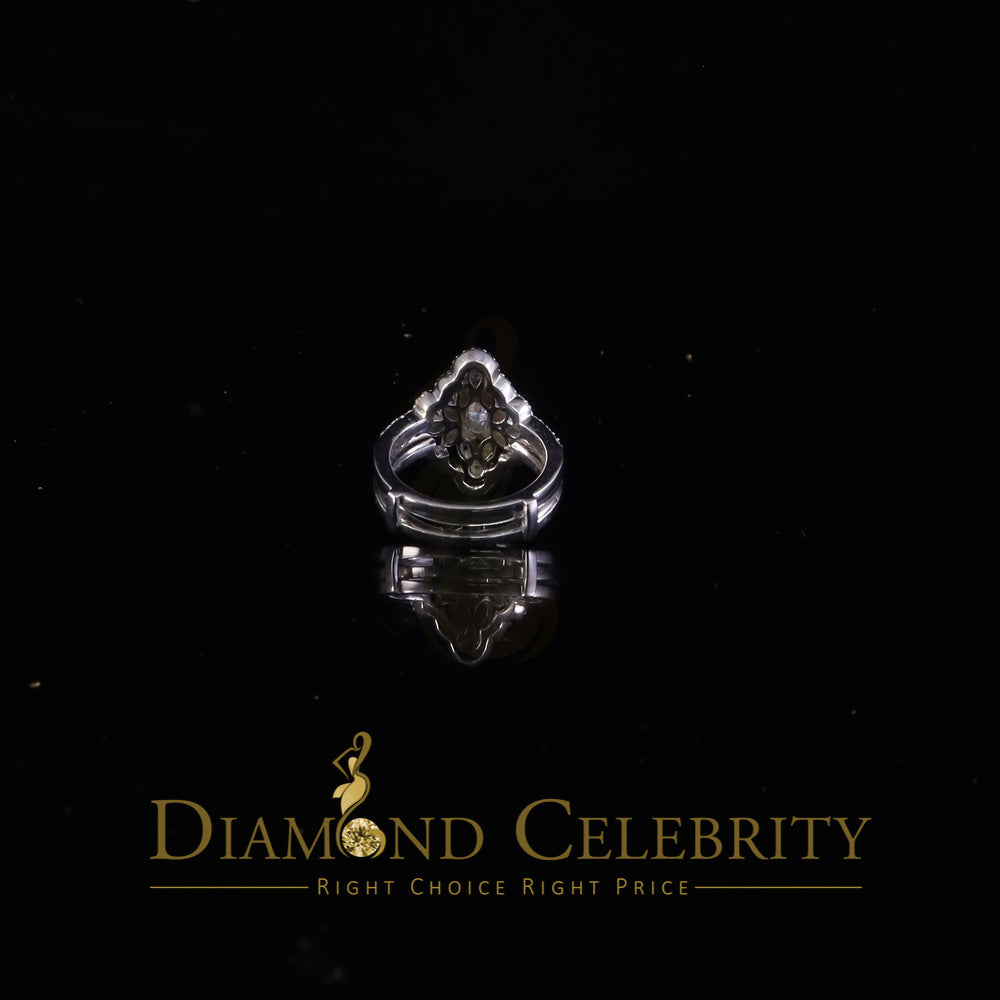 DiamondCelebritees 925 White Silver 2.00ct VVS D Moissanite Fancy Ring W/ Guard in SZ7 for Women