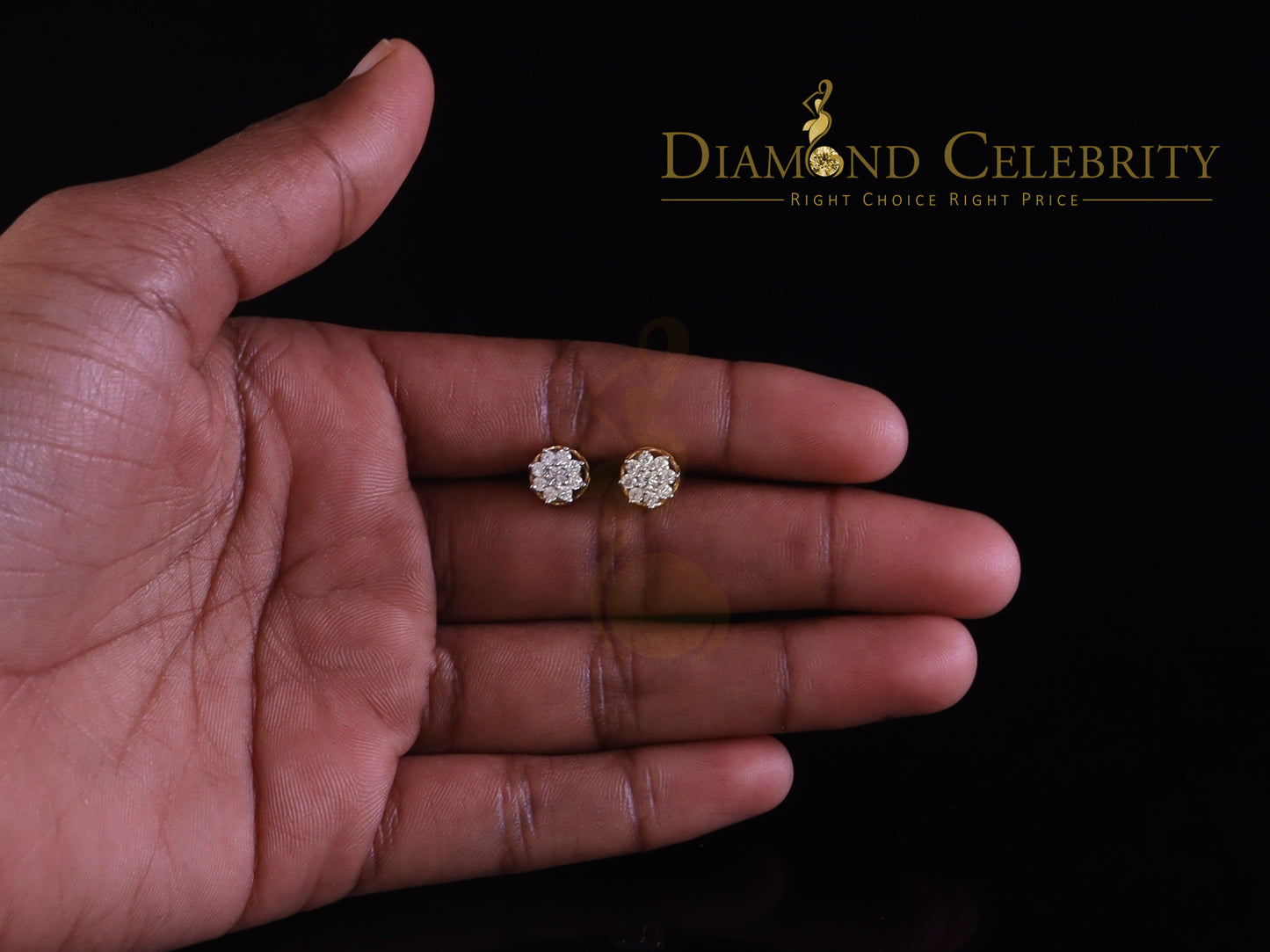 DiamondCelebritees 0.50ct Vvs 'D' Color Genuine Moissanite FLORAL Earrings 10k Real Yellow Gold