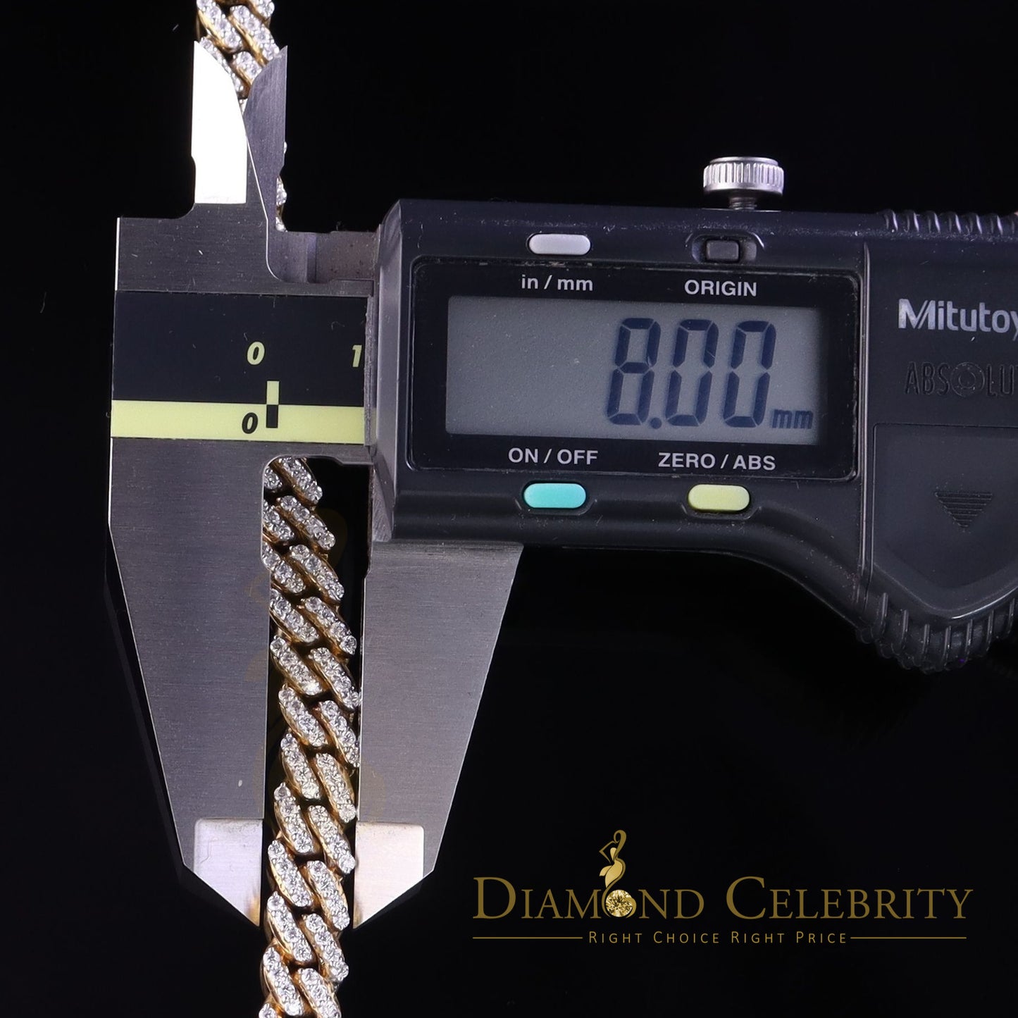 DiamondCelebritees 10K Yellow Gold 6.0ct Moissanite Cuban Bracelet 8mm Width size 8 inch Long