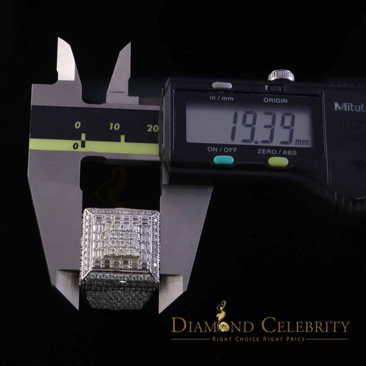 DiamondCelebritees Men's 925 White Silver 5.50ct VVS 'D' Moissanite Stone 3D Square Rings Size 10
