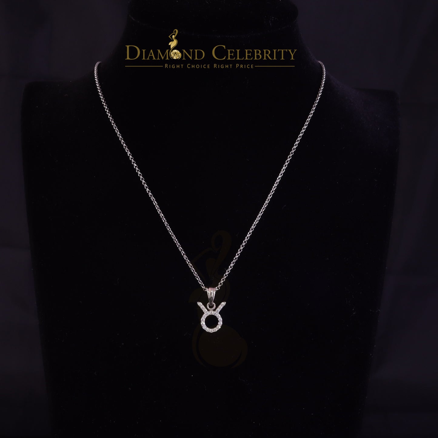 DiamondCelebritees 0.65ct Cubic Zirconia Silver White TAURUS MAY Month Pendant for Men's & Women's