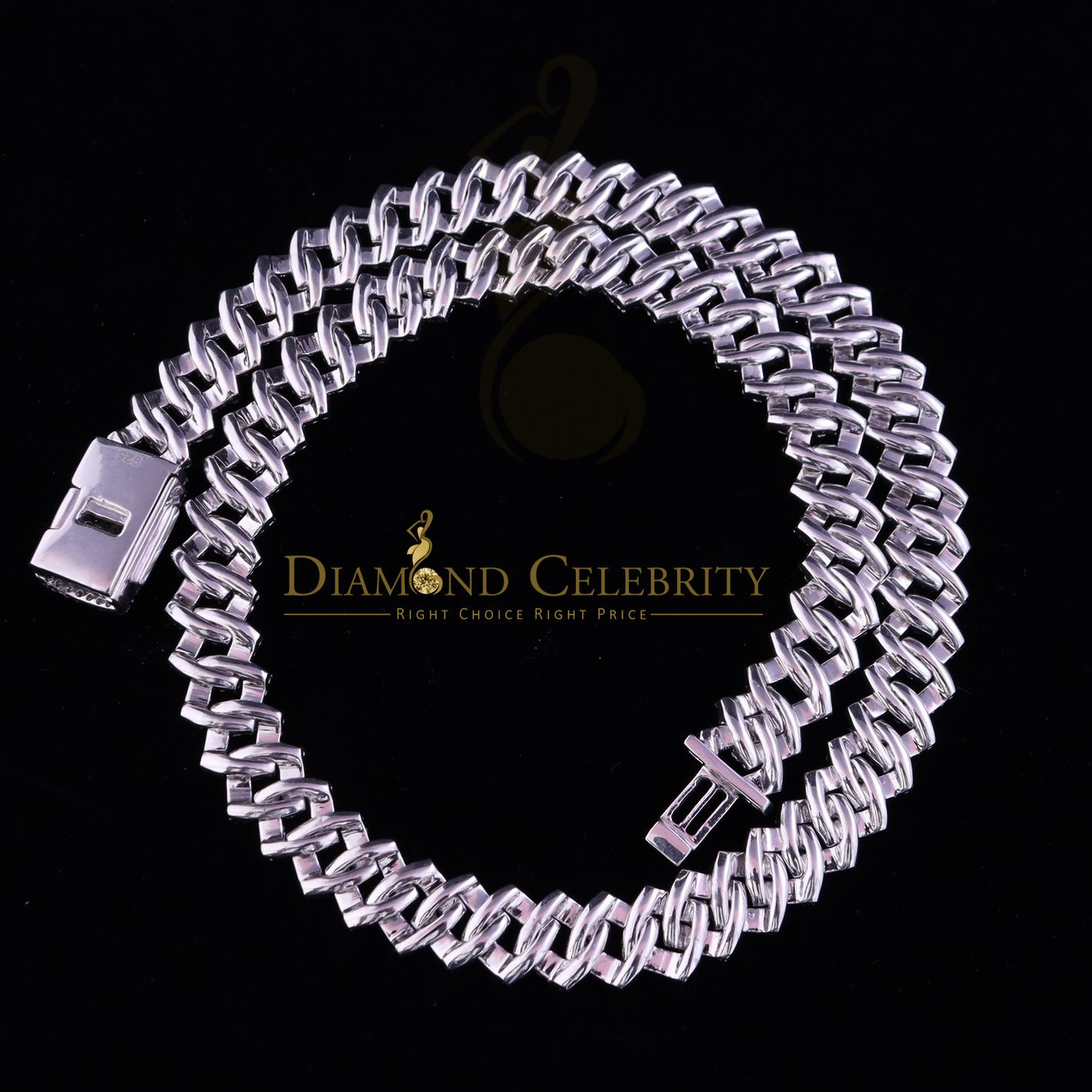 DiamondCelebritees 925 Silver 35ct Moissanite White Men's Cuban Necklace SZ20 inch & 14mm Width