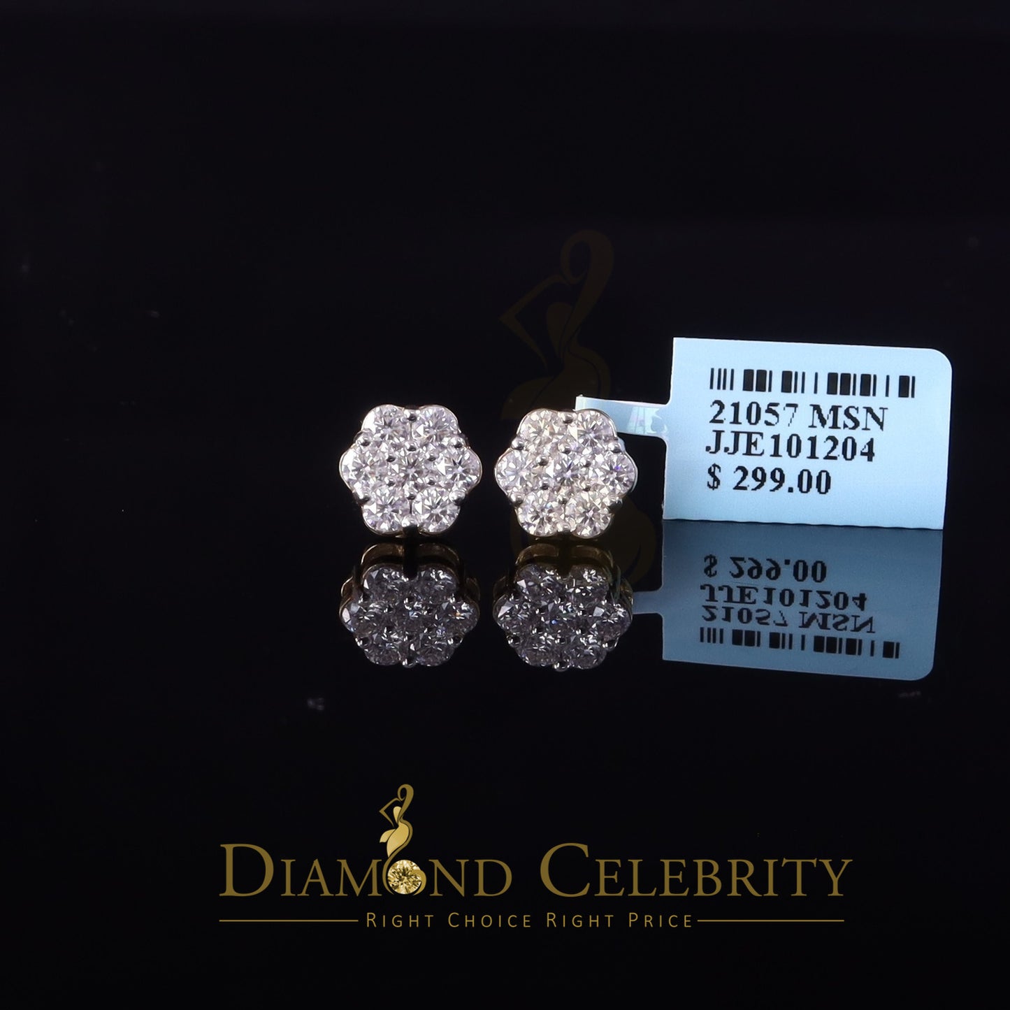 DiamondCelebritees Men's/Womens 925 Silver Yellow 1.66ct VVS 'D' Moissanite Floral Stud Earrings