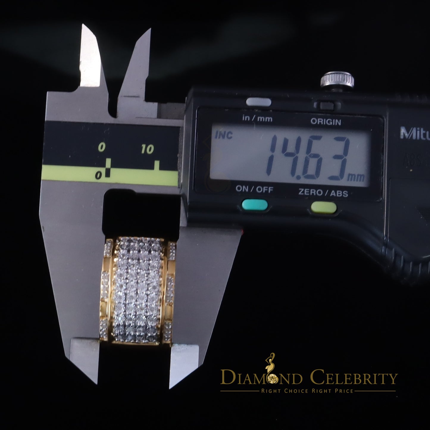 DiamondCelebritees Big 0.25ct Real Diamond 925 Yellow Miracle set Silver Wide Men's Band Ring SZ10