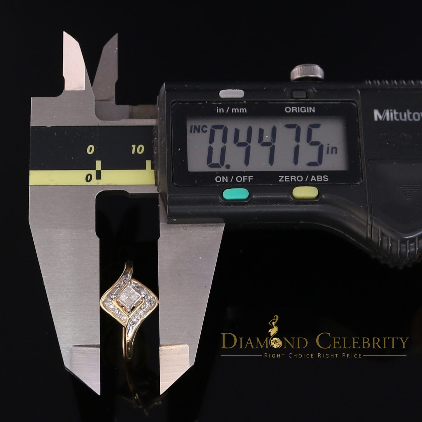 DiamondCelebritees Real 14kt Yellow Gold with 0.25CT Real Diamond FASHION Square Shape Ring Size 8