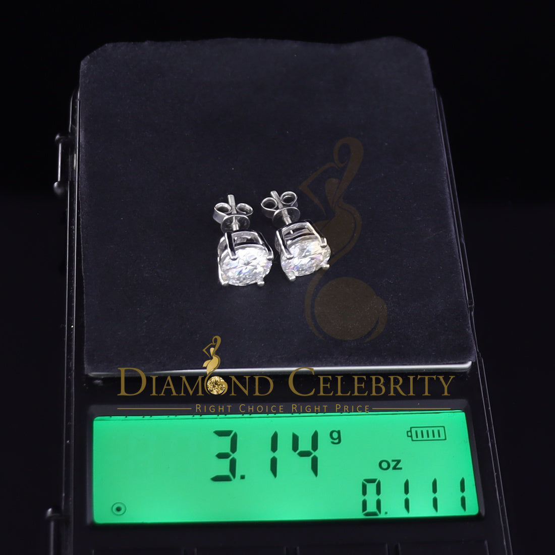 Diamondcelebritees Mens/Womens stud 925 silver White 4.50ct VVS 'D' Moissanite Stud Stud Earrings