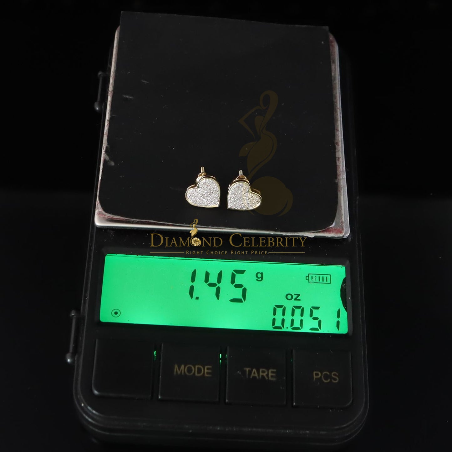 DiamondCelebritees 925 Sterling Silver 0.10ct Diamond Heart Earrings For Women Yellow Stud For Men