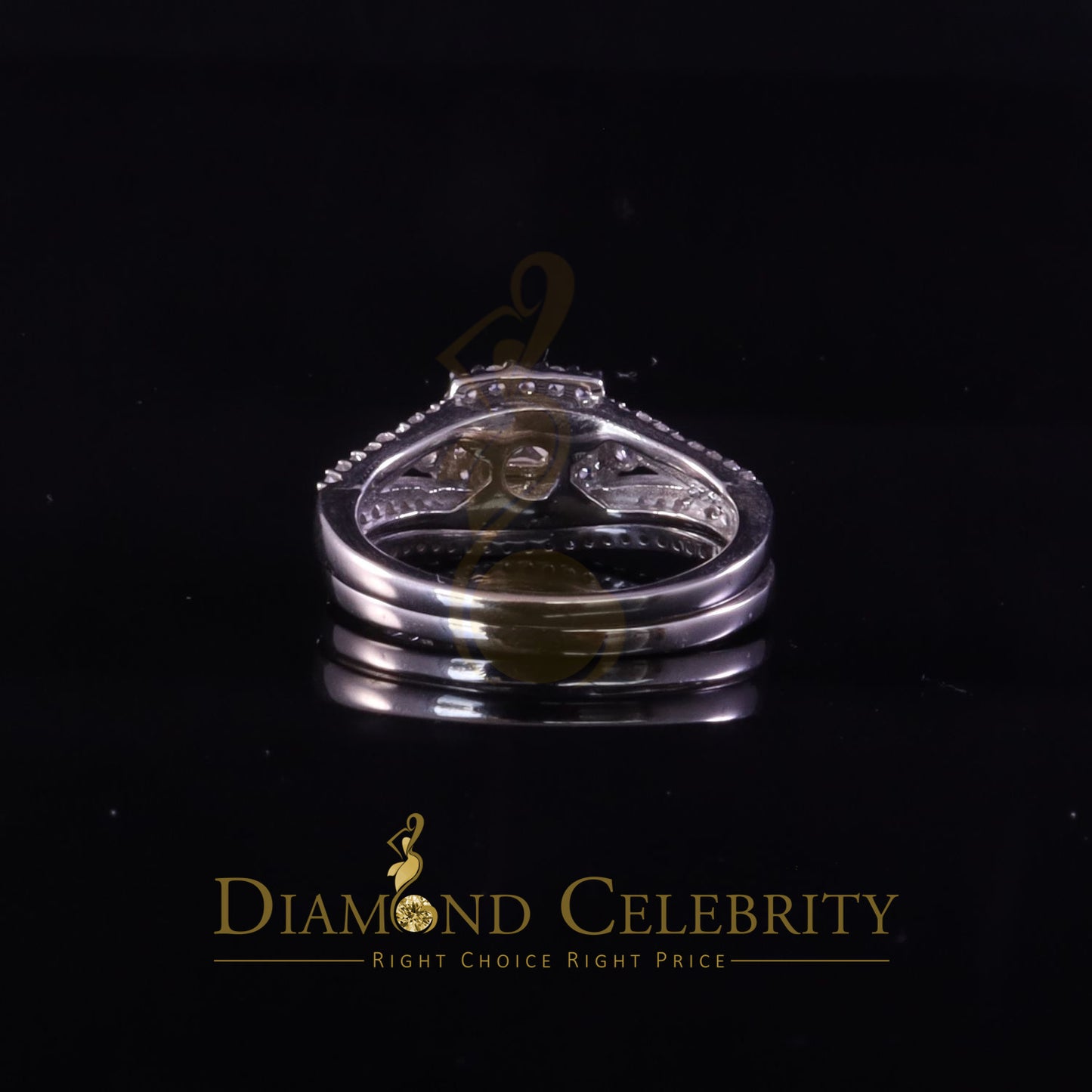 DiamondCelebritees 1.75ct Cubic Zirconia White Sterling Silver Men's/ Women 2PC Bridal Rings Size 7