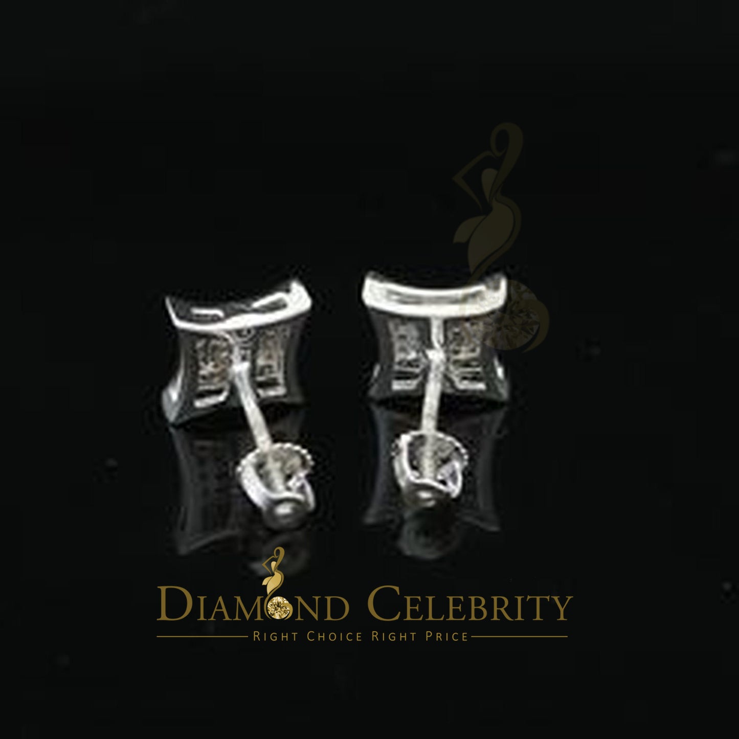 DiamondCelebritees 0.15ct Diamond 925 Sterling Silver White Kite Stud Earring For Men's & Women's