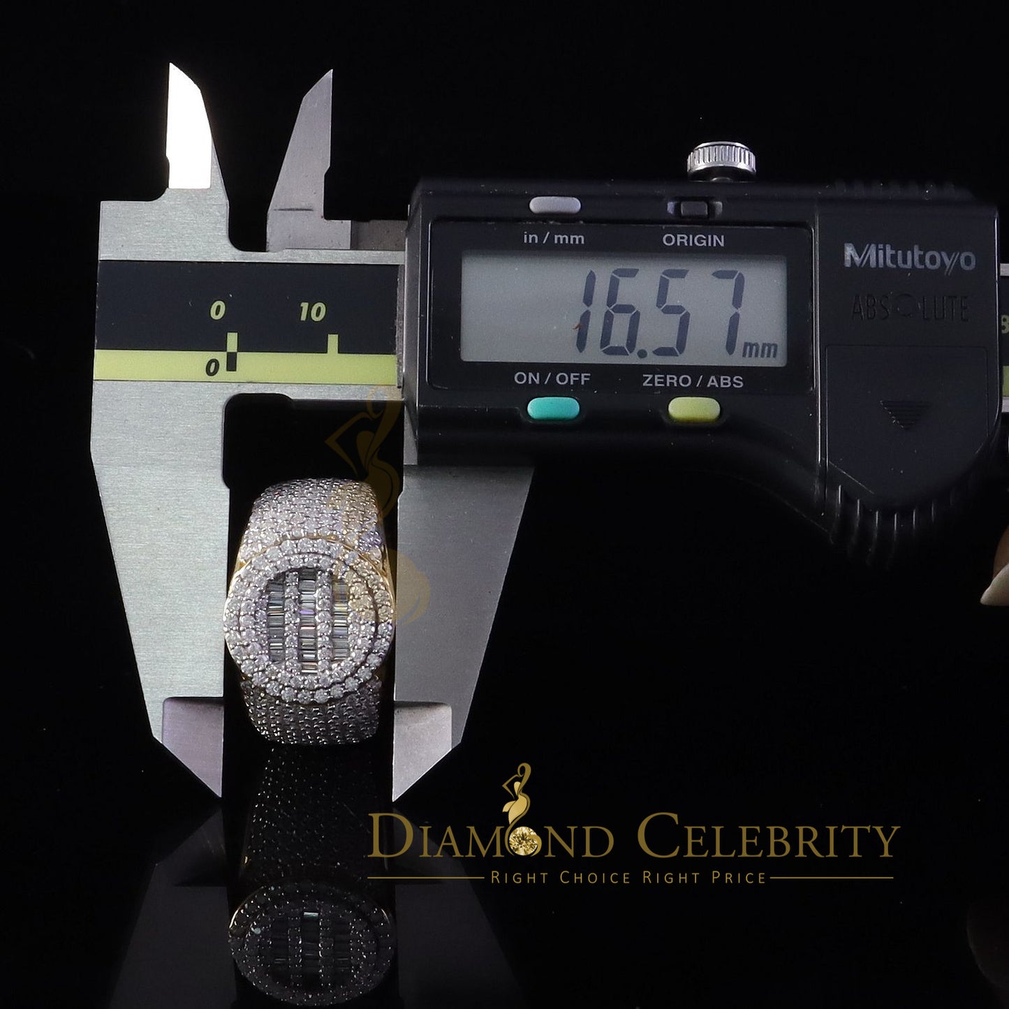 DiamondCelebritees Yellow Silver 4.50ct VVS 'D' Moissanite Baguette Round Rings Size 10 for Men's