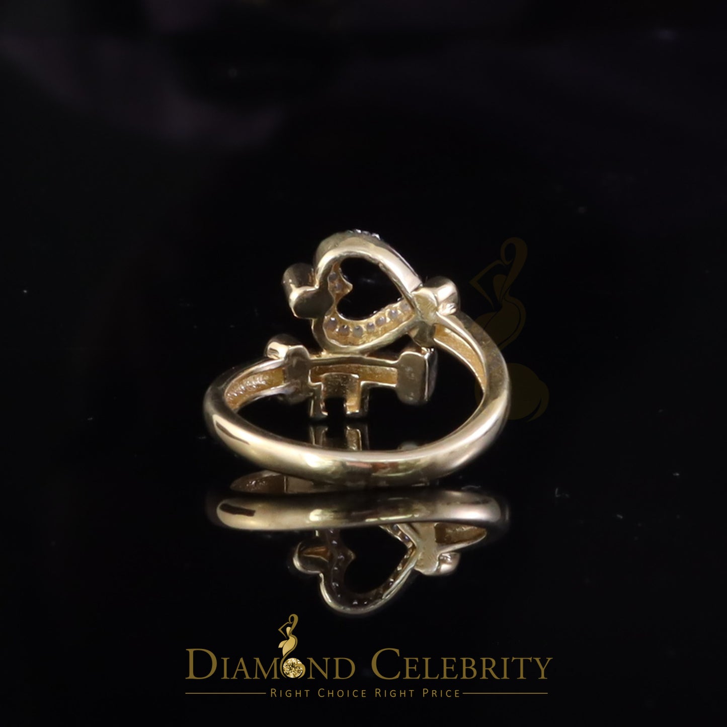 DiamondCelebritees 925 Yellow Silver 0.20ct Cubic Zirconia Promise Heart Key Womens Ring Size 8