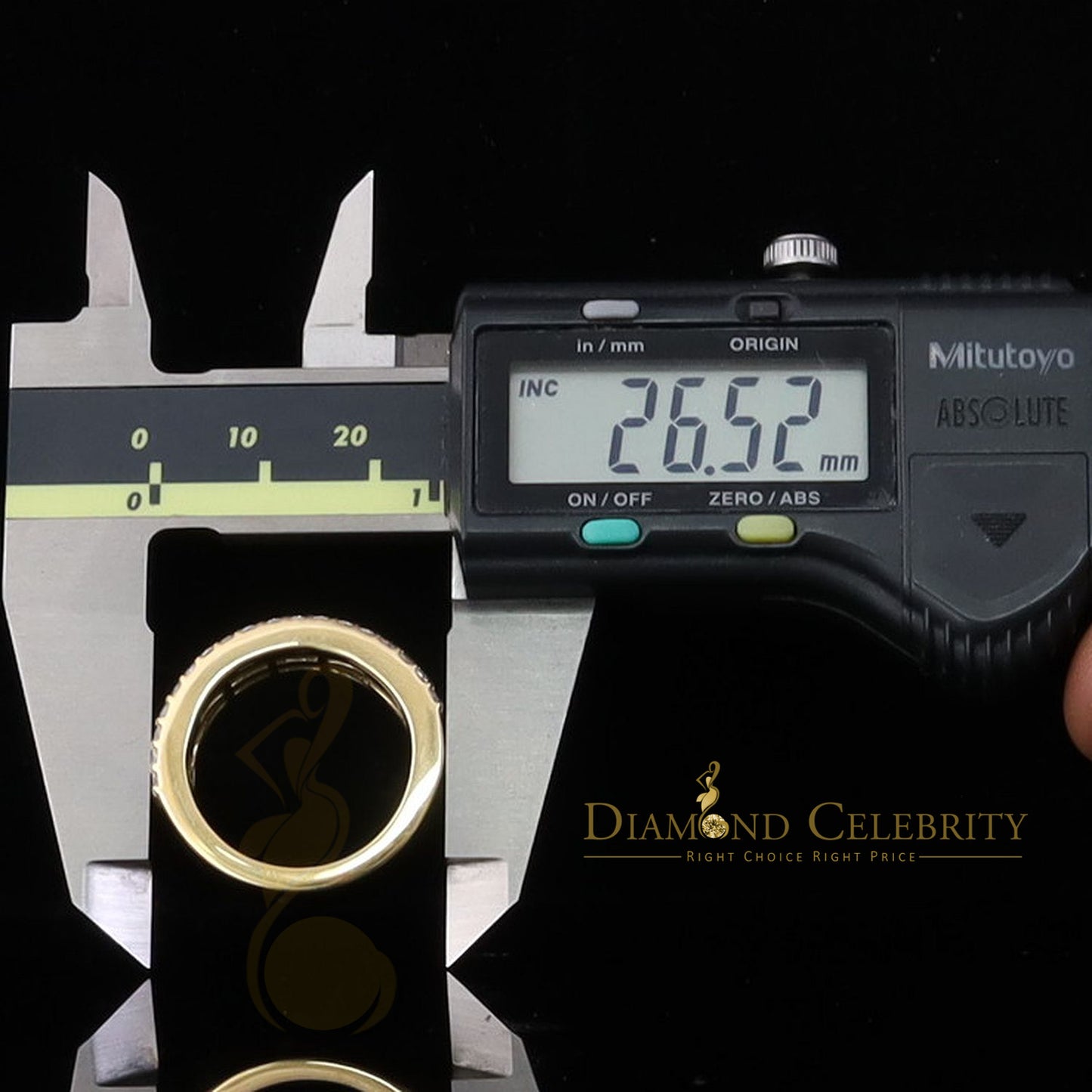DiamondCelebritees Men's 925 Silver Yellow 2.00ct VVS D Moissanite 3 Row Wedding Band Ring Size 10