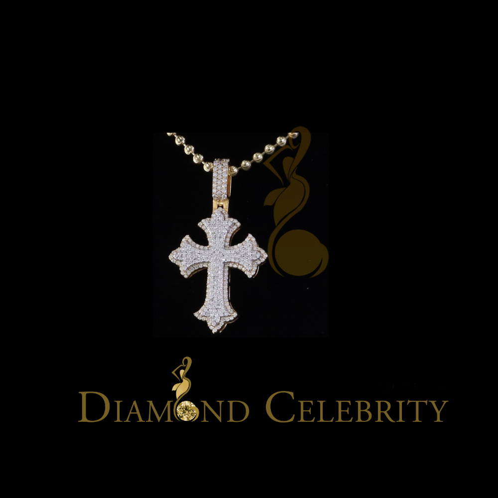 Diamondcelebritees Cross Patonce Pendant for Mens/Womens 925 Yellow Silver 2.00ct VVS D Moissanite