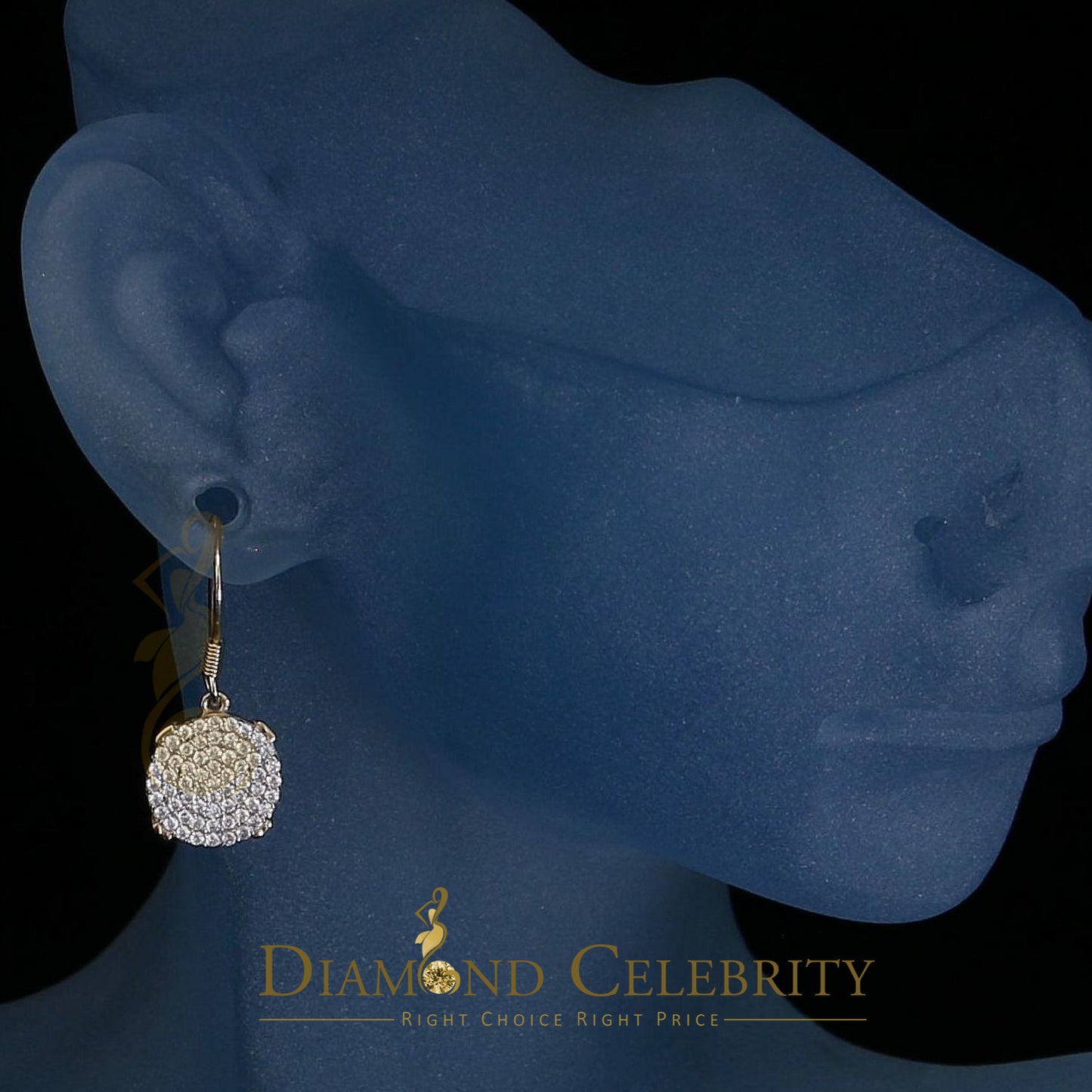 DiamondCelebritees Yellow 1.53ct Sterling 925 Silver Round Dangling Hip Hop Women's Fashion Earring