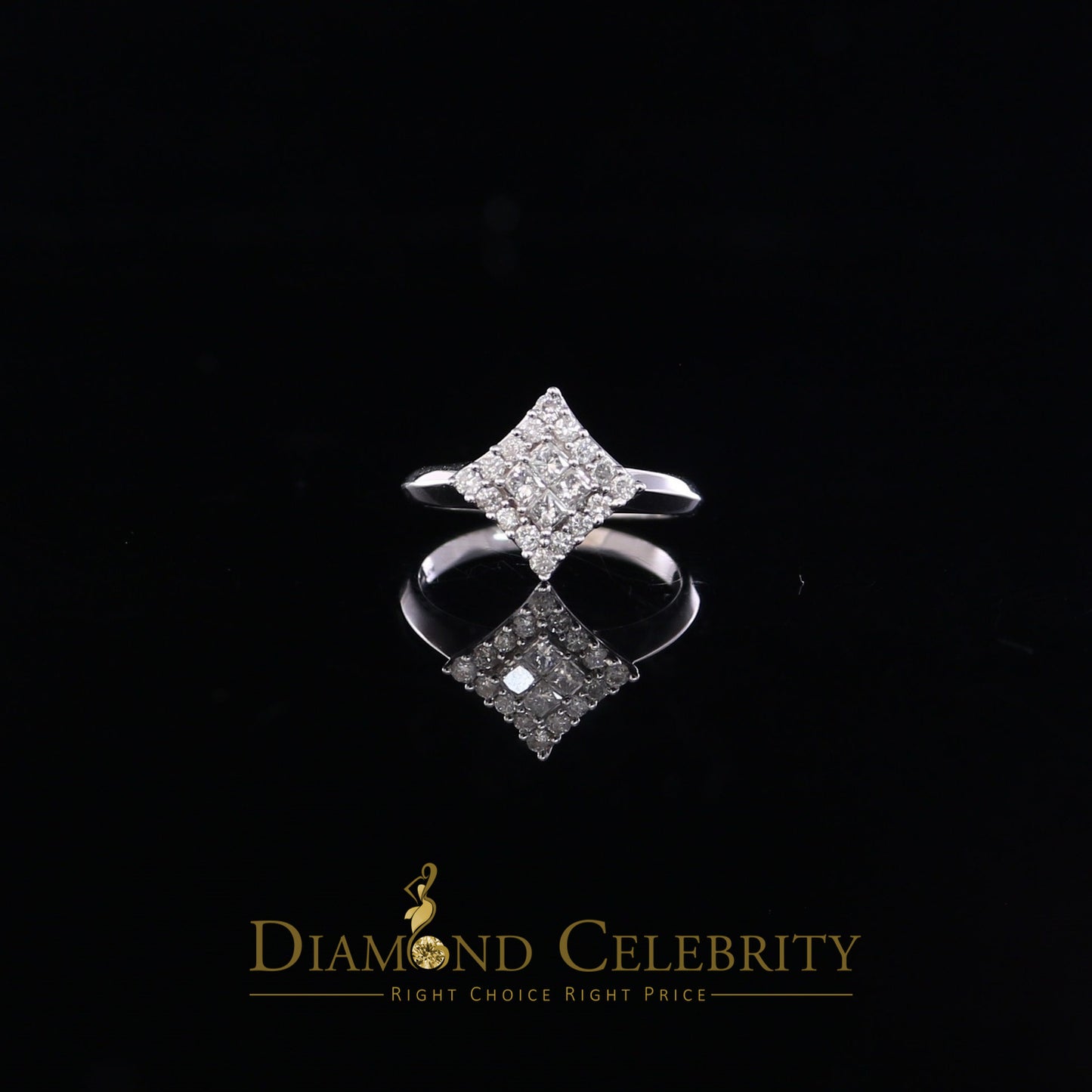 DiamondCelebritees Real 0.50CT Diamond Real 10kt White Gold Womens Ring with KITE Shape Size 6