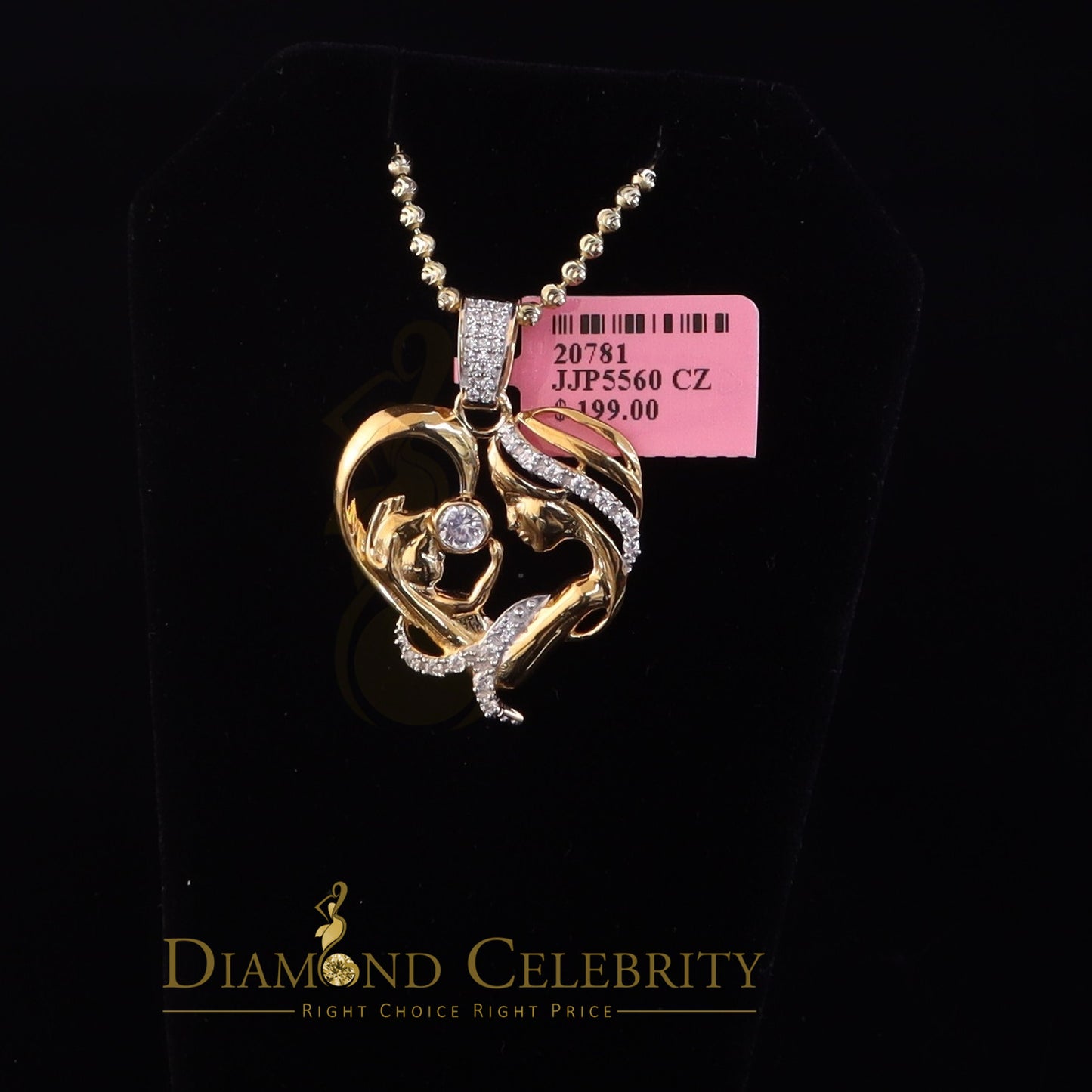 DiamondCelebritees MOM'S Embrace Yellow Lovely Pendant @ Mother's Day Silver 0.85ct Cubic Zirconia