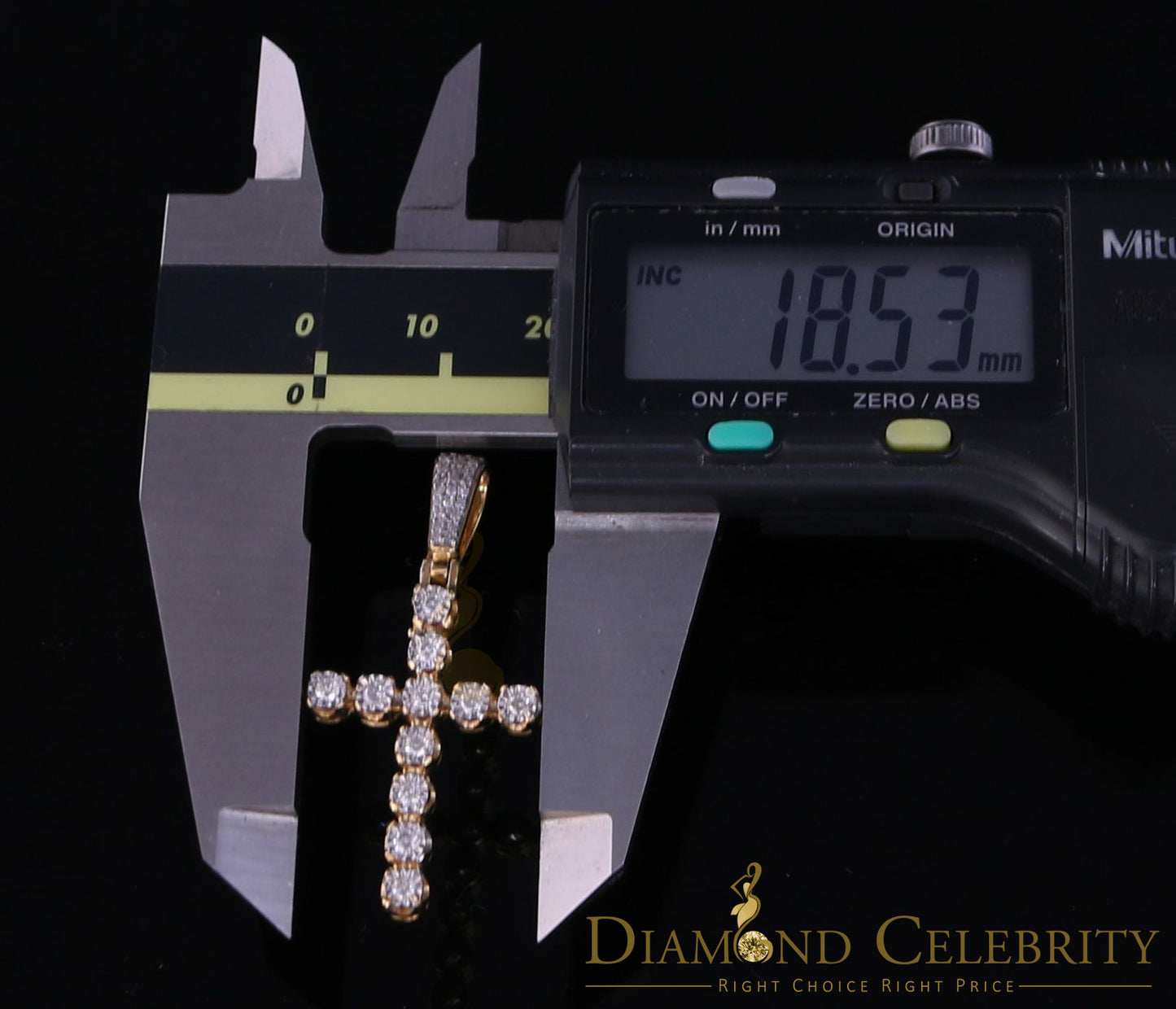 DiamondCelebritees Real 0.33ct Diamond Sterling Silver CROSS Charm Fashion Necklace Yellow Pendant