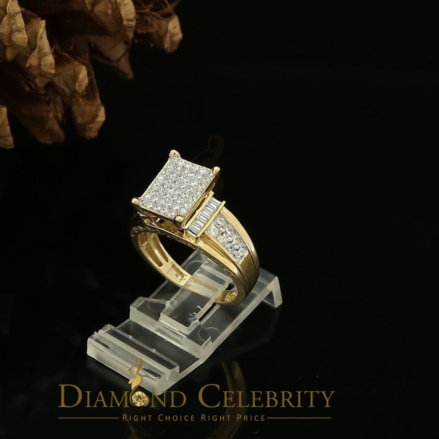 DiamondCelebritees New Big Look 925 Yellow Silver2.08ct Cubic Zirconia Style Cinderella Ring size 9