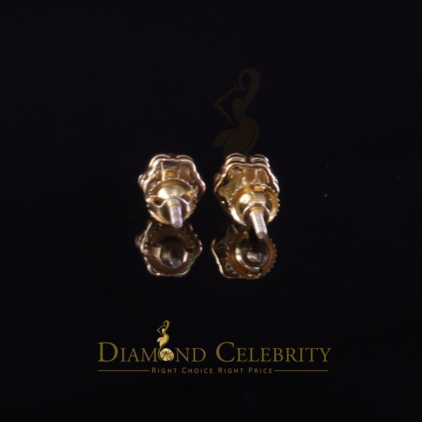 DiamondCelebritees Men's/Womens 925 Silver Yellow 0.50ct VVS 'D' Moissanite Floral Stud Earrings