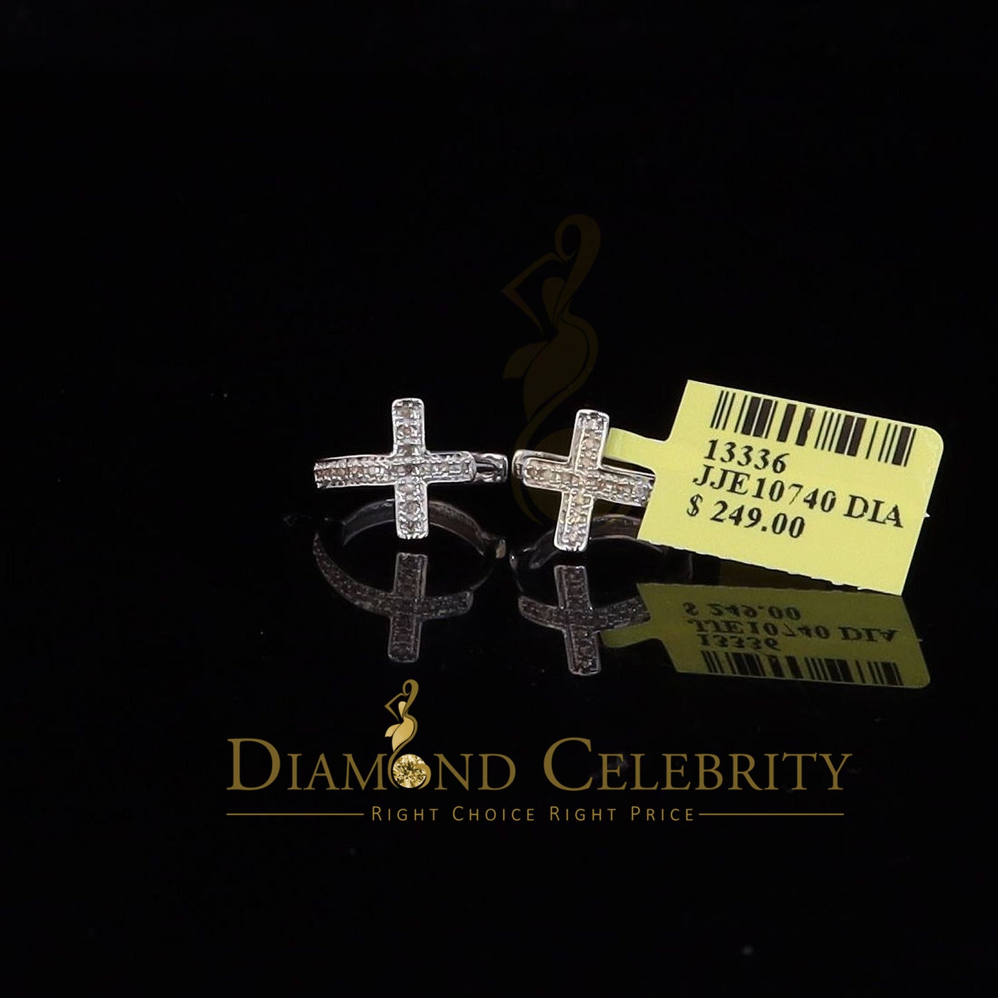 DiamondCelebritees 0.15ct Diamond 925 Sterling Silver White Hoop Stud Earring For Men's / Women's