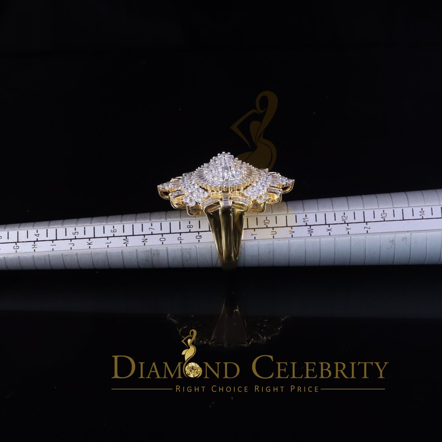 DiamondCelebritees 11.00ct Cubic Zirconia 925 Sterling Silver Yellow Cocktail Womens Ring Size 9