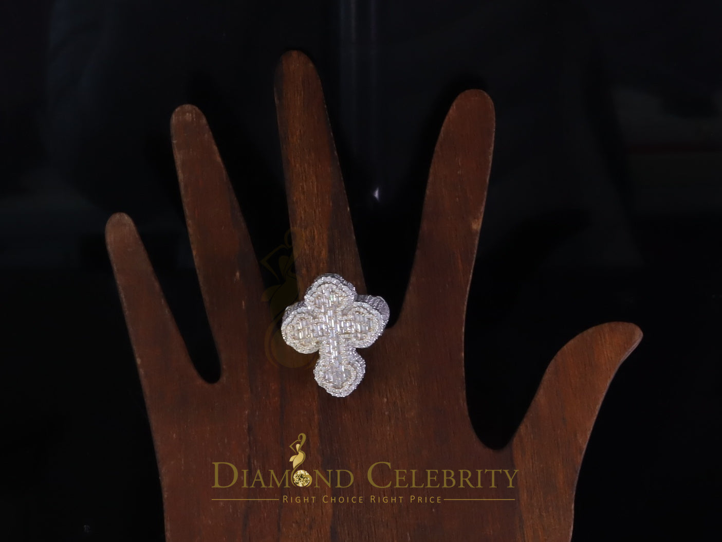 DiamondCelebritees New White 925 Sterling Silver 6.00ct VVS D Moissanite Rings Size 10 Cross Men's