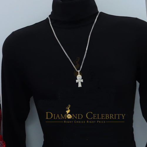 Diamondcelebritees New Men's White Silver 3.50ct VVS 'D' Moissanite Charm Ankh Pendant Womens
