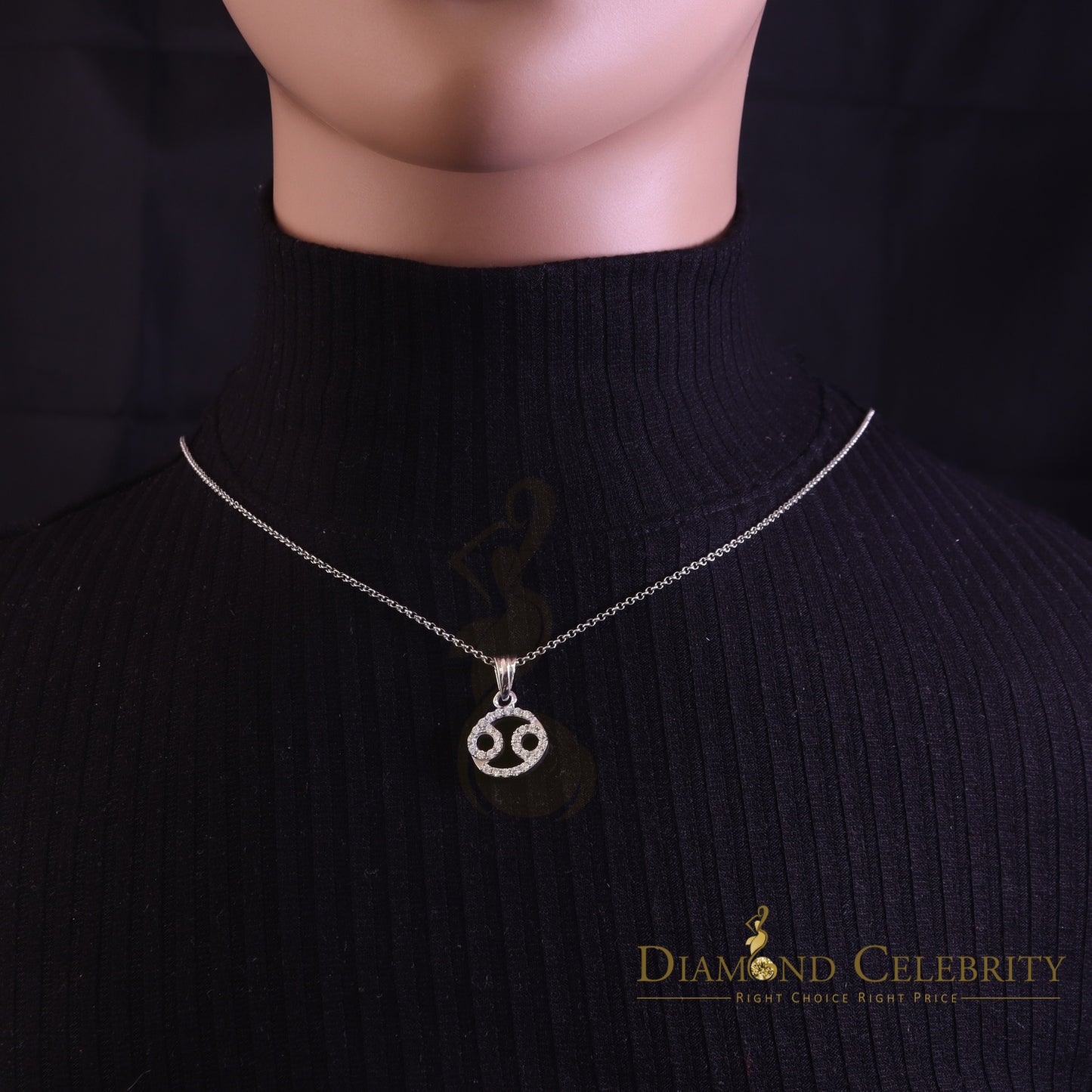 DiamondCelebritees 0.70ct Cubic Zirconia White Silver CANCER JULY Month Pendant Men's & Women's