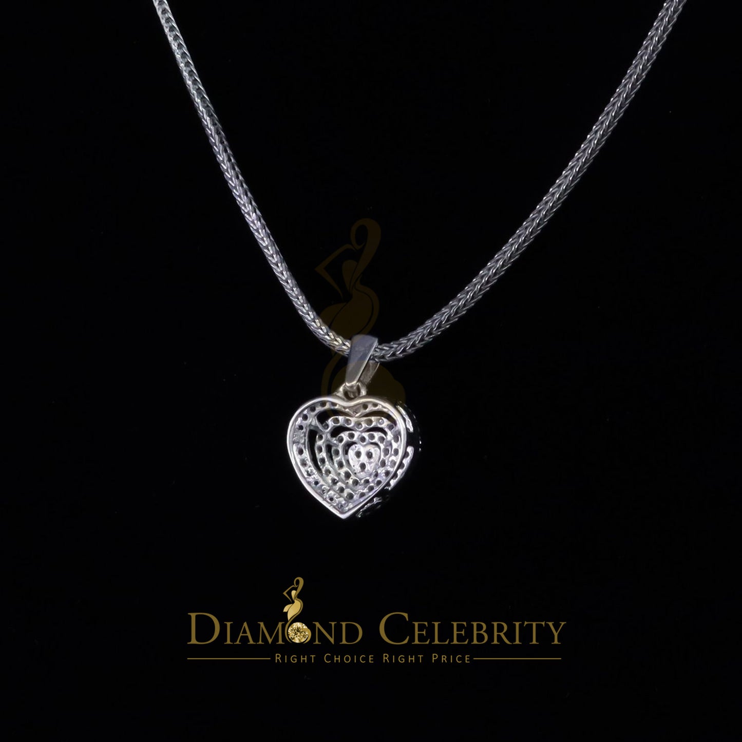 DiamondCelebritees Promise White Sterling Silver HEART Shape Pendant with 0.87ct Cubic Zirconia