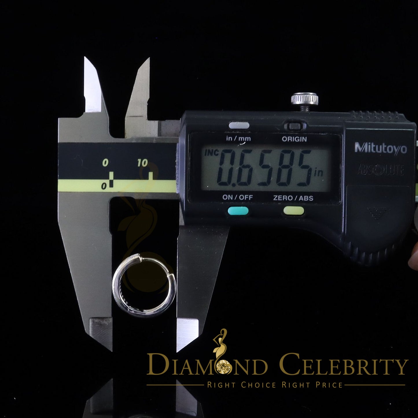 DiamondCelebritees Mens hip hop white Gold 925 Sterling Silver Iced 2 row Huggie Hoop earrings