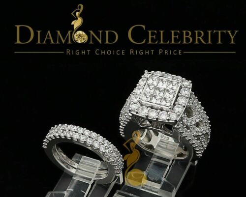 DiamondCelebritees Sterling Silver Square Cubic Zirconia 10.92ct Wedding White Womens Ring SIZE 8
