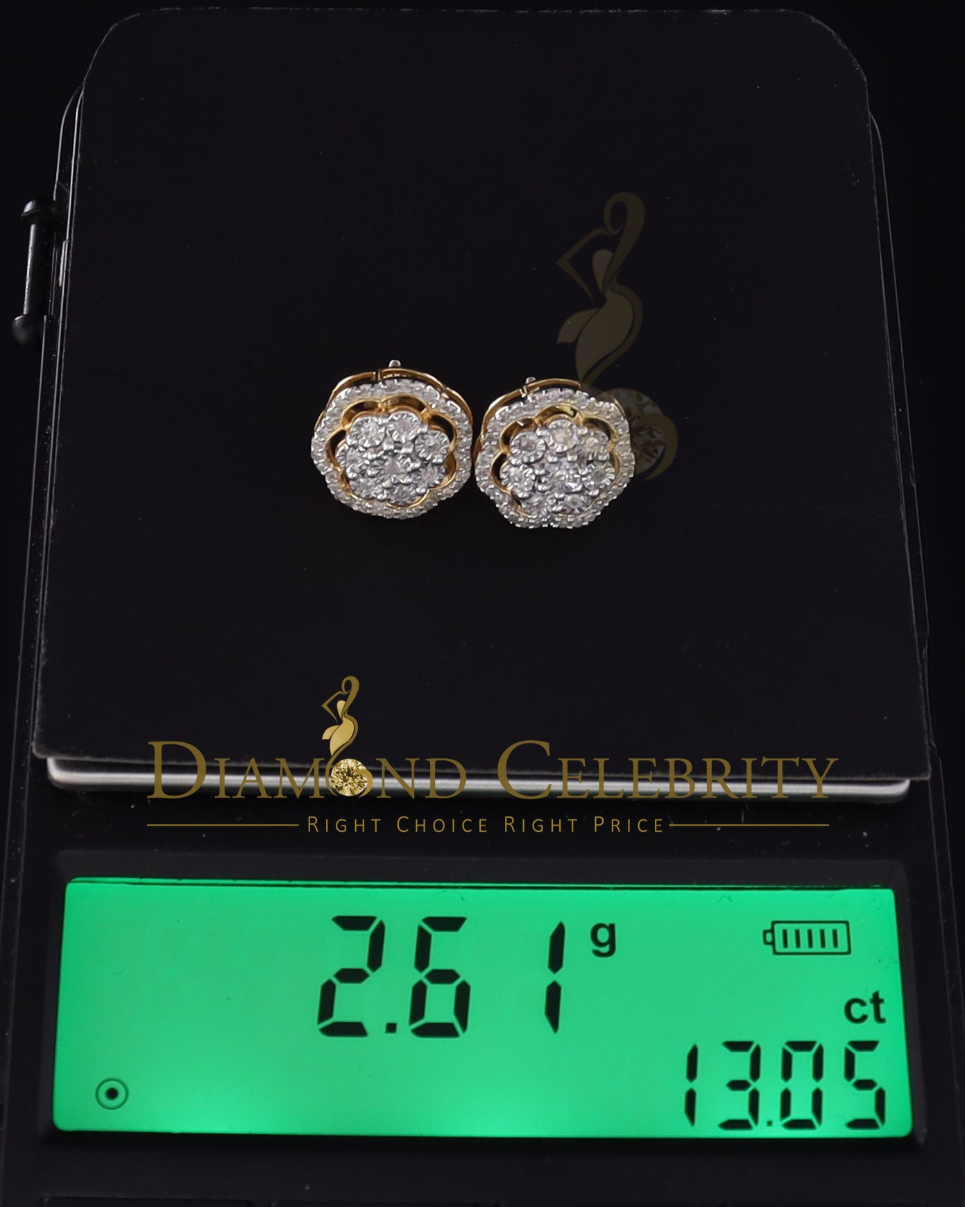 DiamondCelebritees 0.40ct Diamond 925 Sterling Silver Yellow Flower Earrings For Men's / Women's