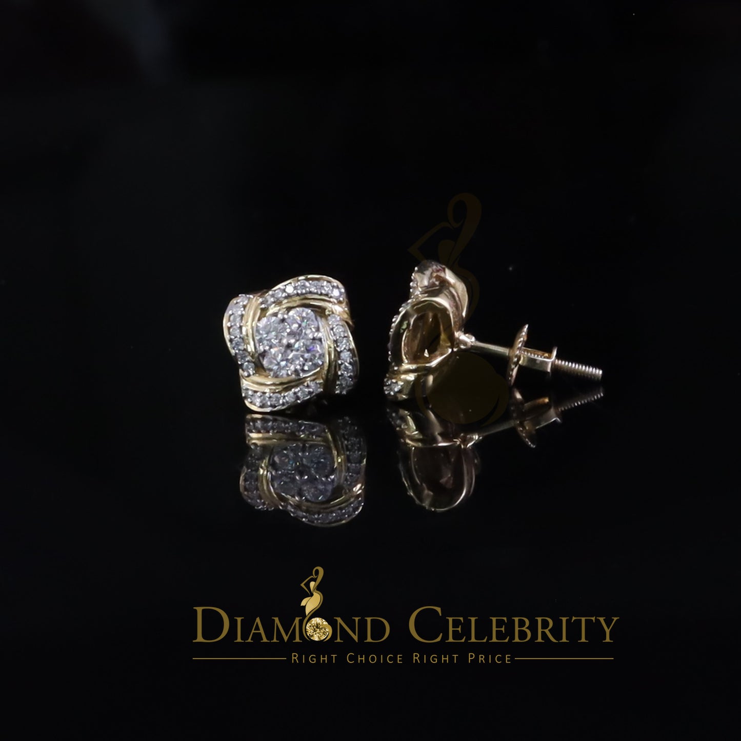 DiamondCelebritees New Men's 925 Yellow Silver 0.50ct VVS'D' Moissanite Knot Womens Stud Earrings
