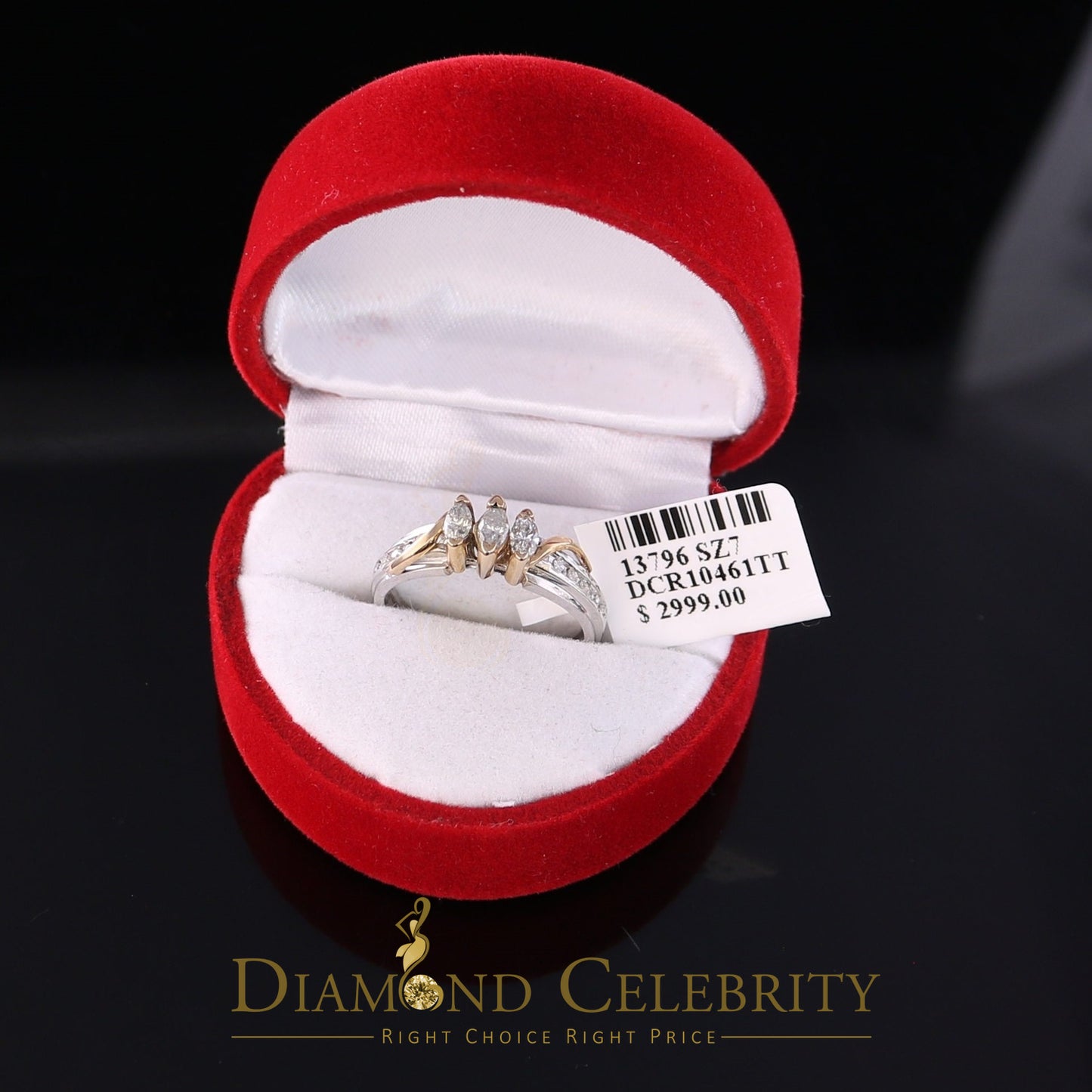 DiamondCelebritees Real 0.50CT Diamond with 14kt White Gold Womens Marquise Shape Ring Size 6.5